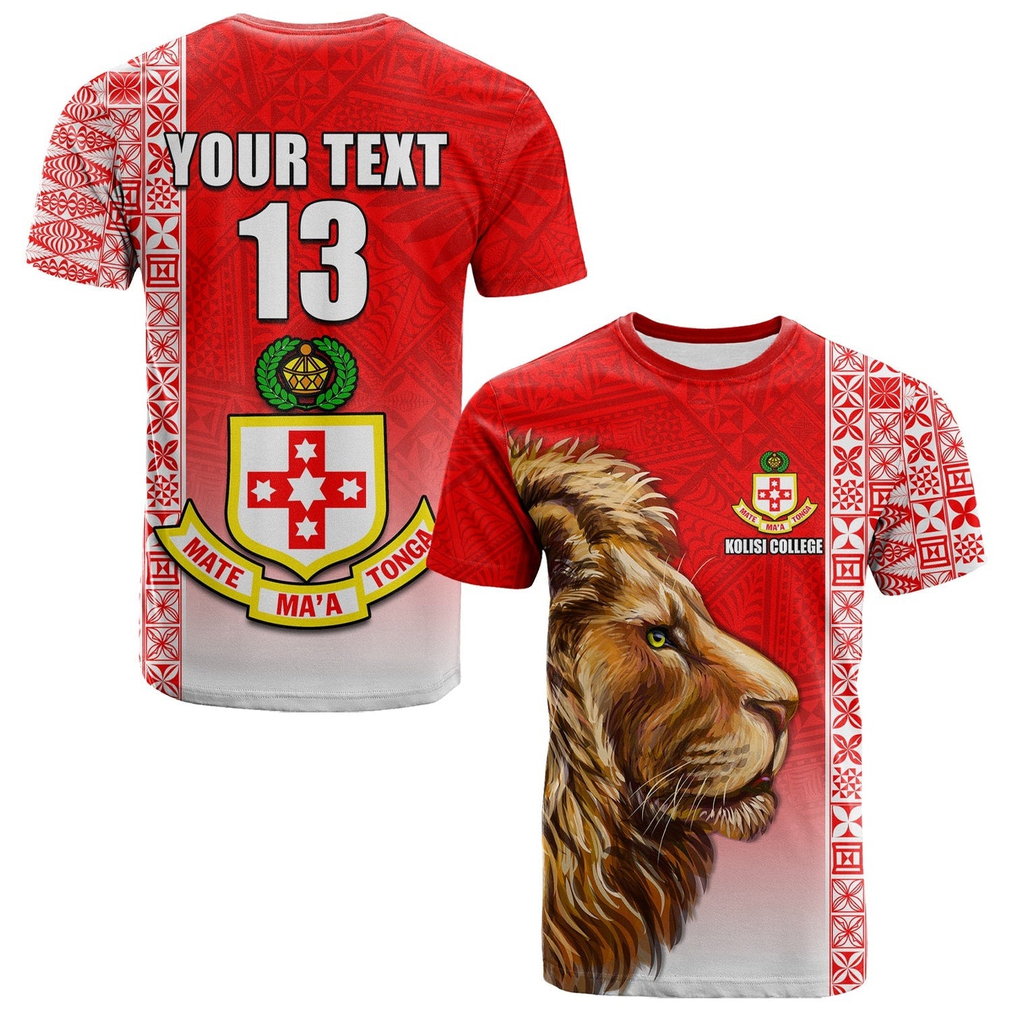 Custom Text And Number Kolisi Tonga College Atele T Shirt Home Of The Lions