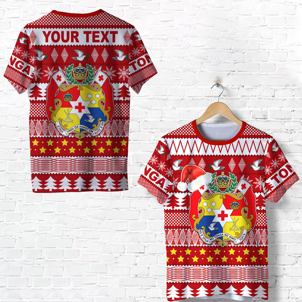 Custom Personalised Tonga Kilisimasi Fiefia T Shirt Merry Christmas With Tongan Pattern