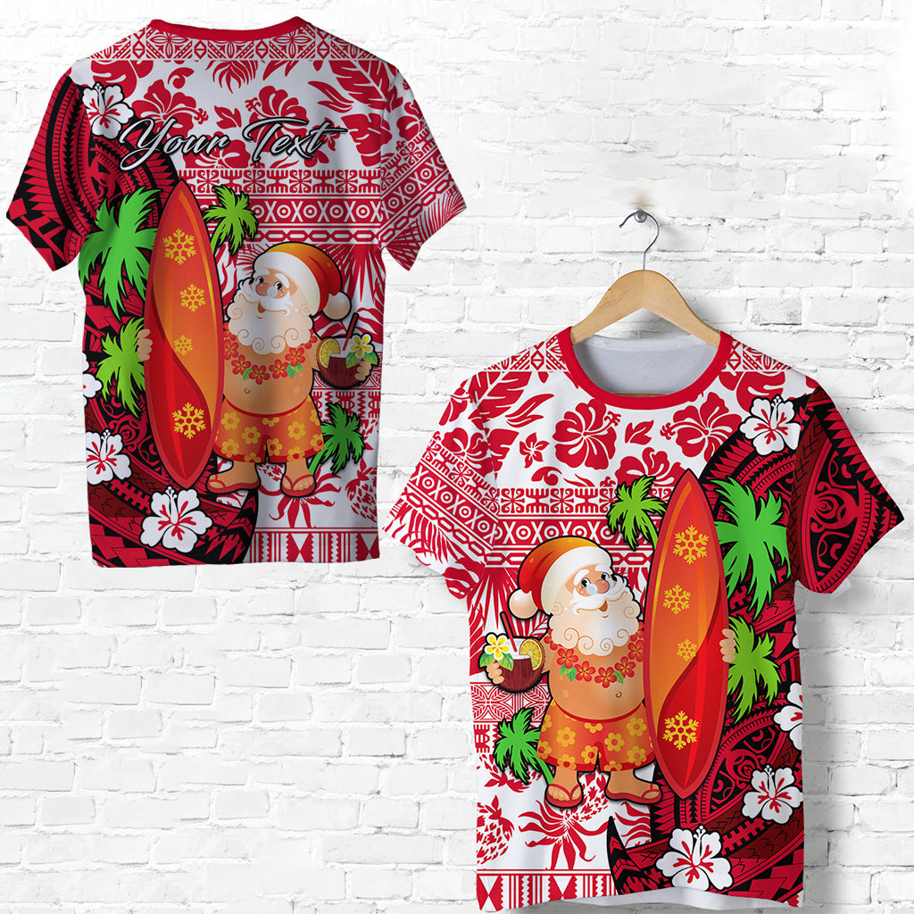 (Custom Personalised) Mele Kalikimaka T Shirt Christmas Hawaii with Santa Claus