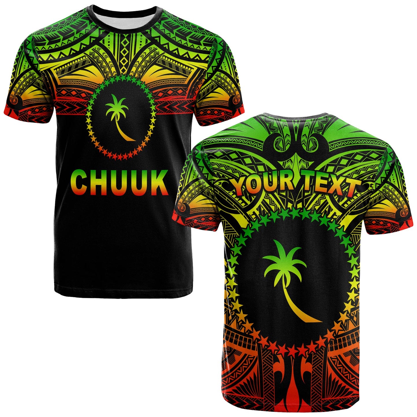 (Custom Personalised) Chuuk Flag T Shirt Micronesia Style Reggae