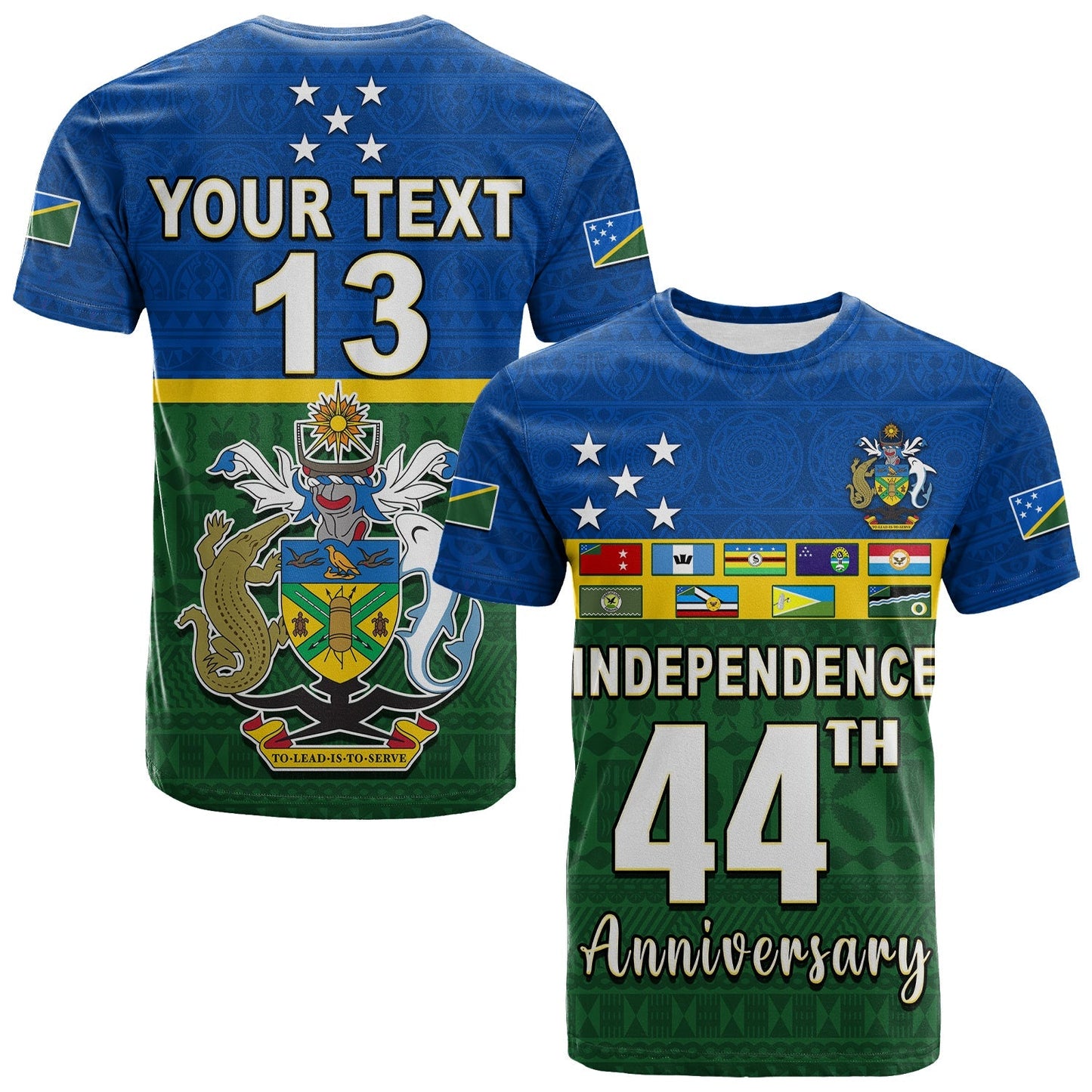 (Custom Text and Number) Solomon Islands National Day T Shirt Independence Day Tapa Pattern