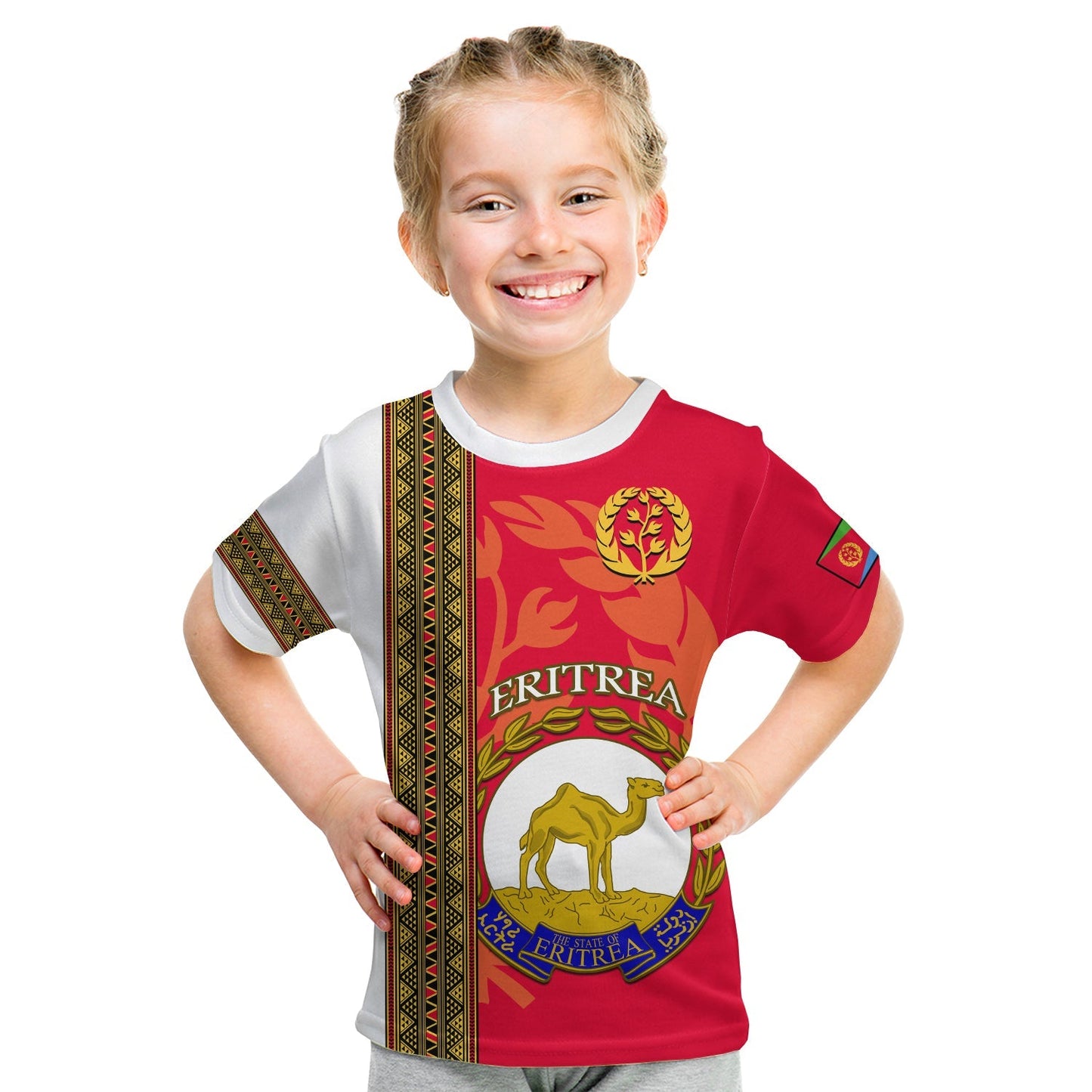 Custom Eritrea T Shirt African Pattern Happy Independence Day Version White