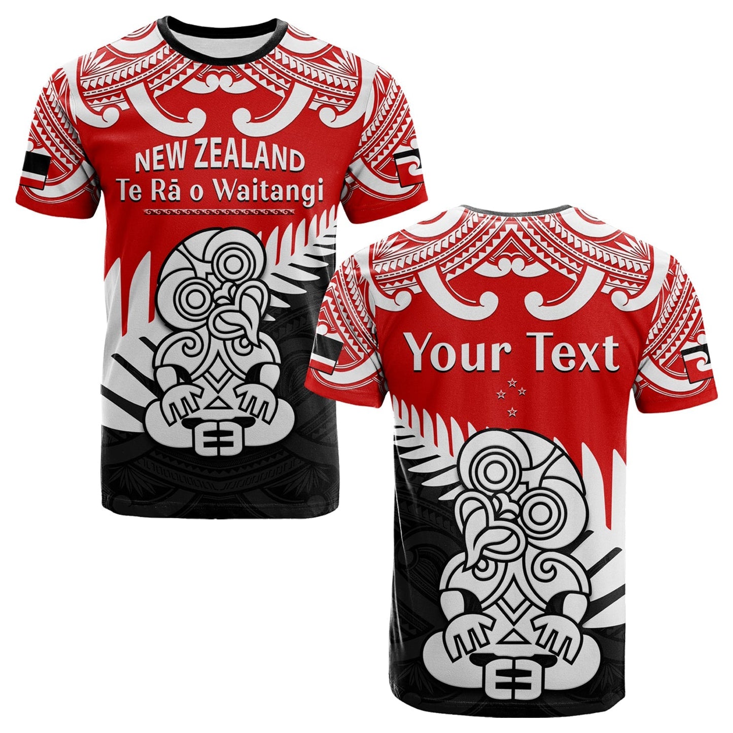 (Custom Personalised) Waitangi Day T Shirt Tino Rangatiratanga Flag With Tiki Maori Fern
