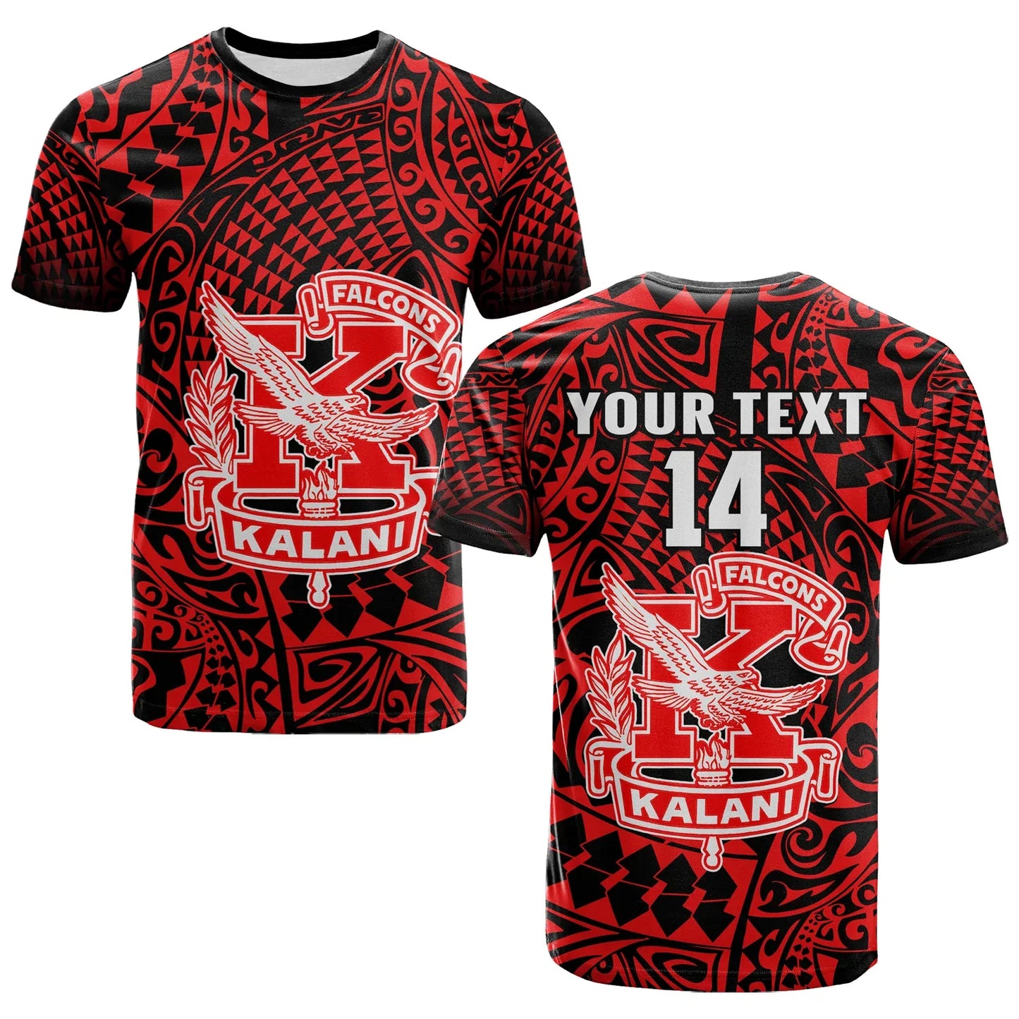 (Custom Text And Number) Hawaii T Shirt Kalani High School Tribal Kakau