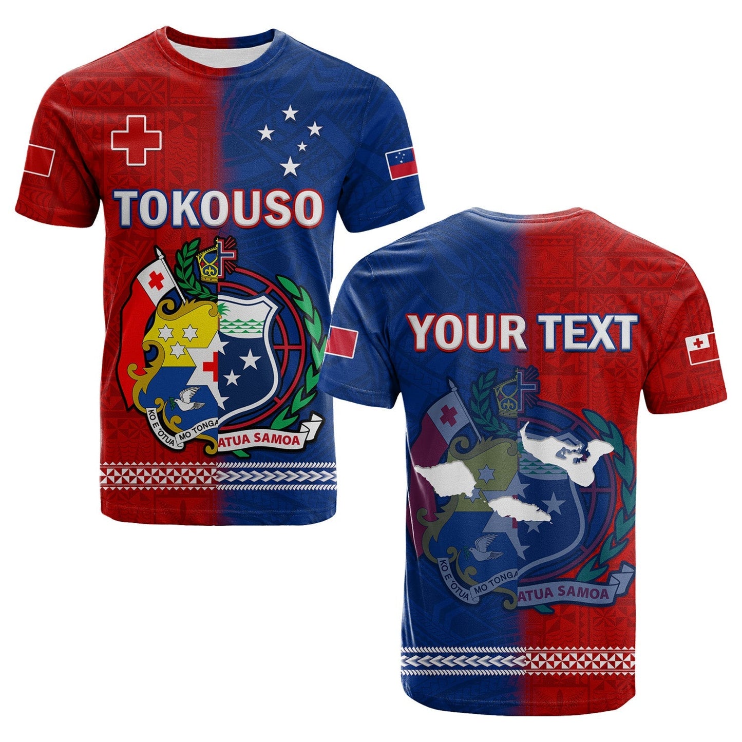 Custom Personalised Tokouso T Shirt Tonga And Samoa United We Stand Divided We Fall