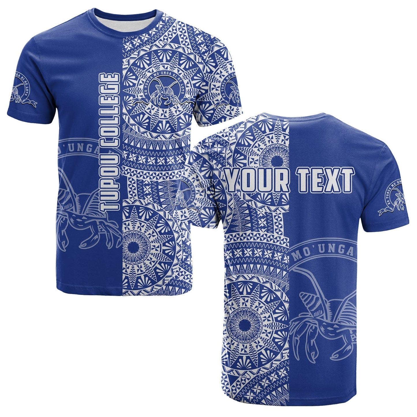 Custom Personalised Tupou Tonga College T Shirt Tongan Ngatu Pattern