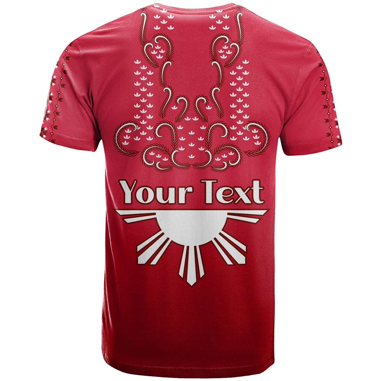 Custom Personalised Philippines T Shirt Sun Filipino Red Barong