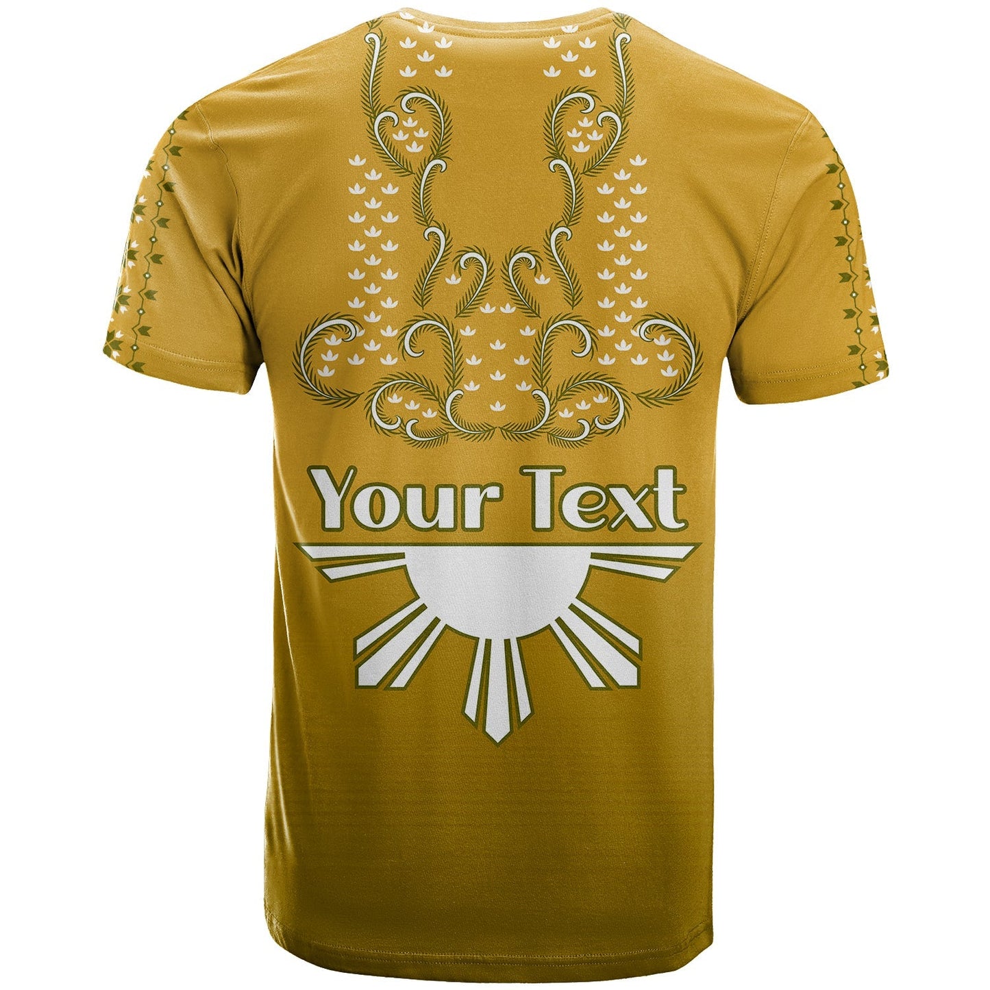 Custom Personalised Philippines T Shirt Sun Filipino Gold Barong