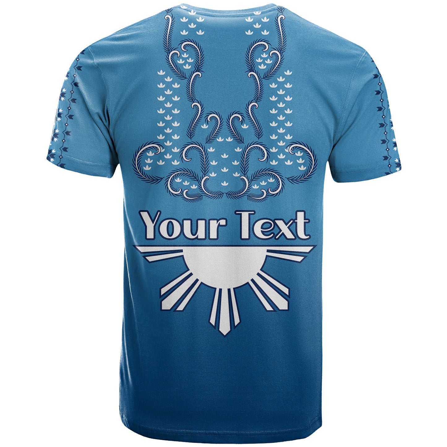 Custom Personalised Philippines T Shirt Sun Filipino Blue Barong