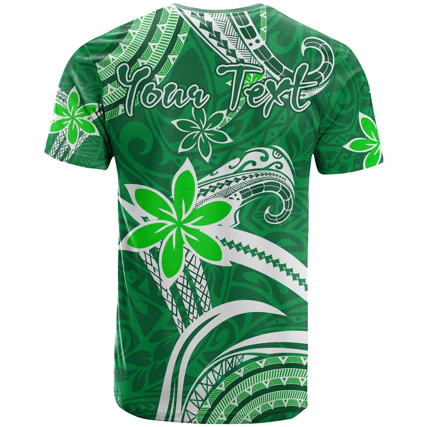 (Custom Personalised) Hawaii Flowers Wave T Shirt Kanaka Maoli Green Polynesian