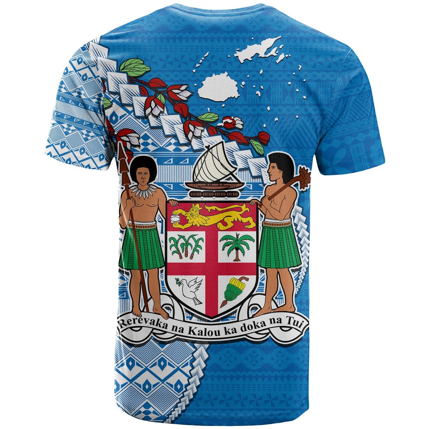 Fiji T Shirt Fijian Drua Mix Tagimaucia Flower Blue Style