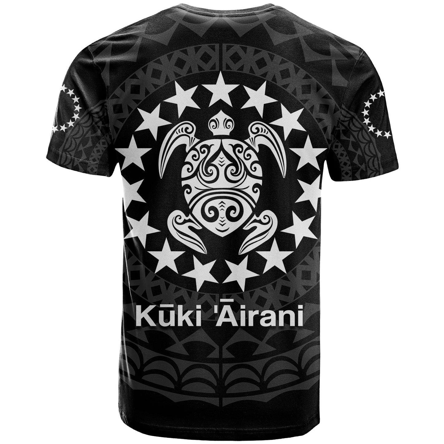 Cook Islands T Shirt Circle Pattern Mix Sea Turtle Black Version