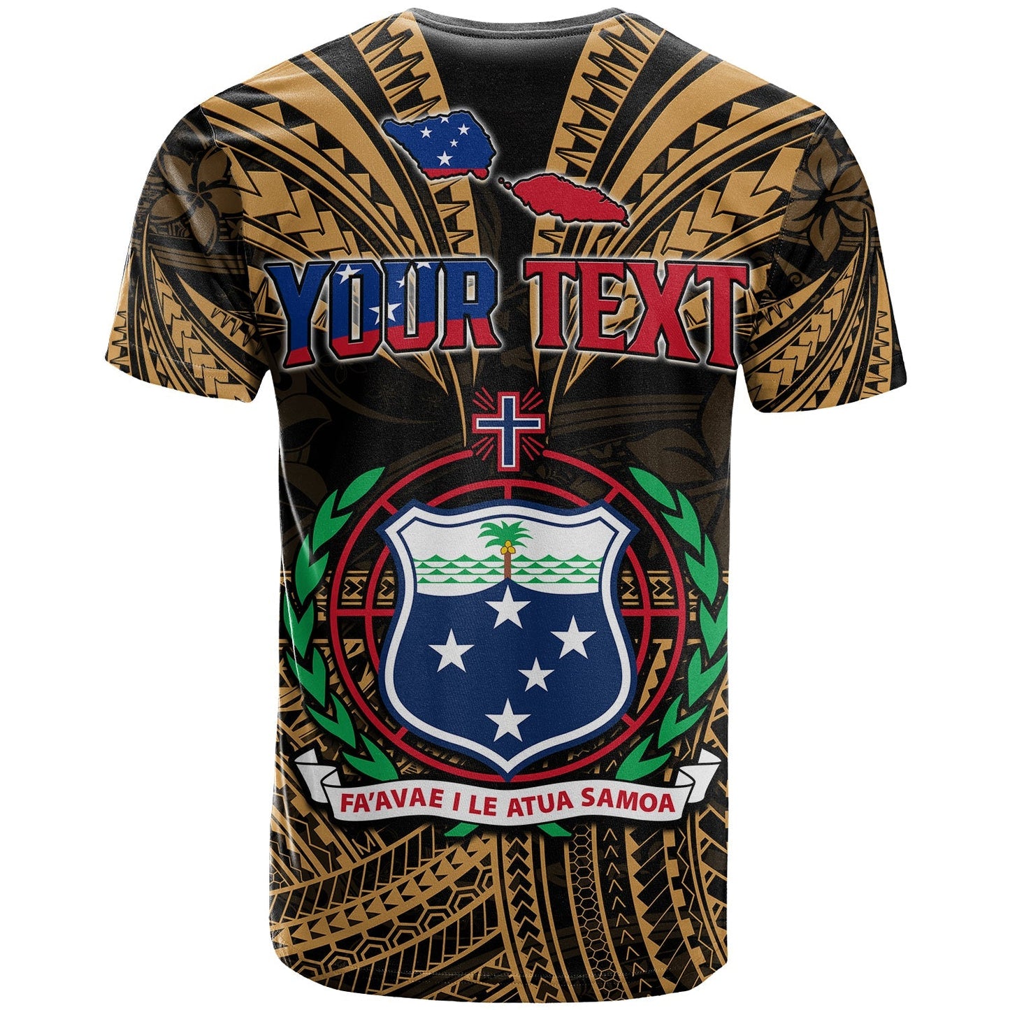 Custom Personalised Samoa Tatau T Shirt Gold Polynesian Proud Samoan