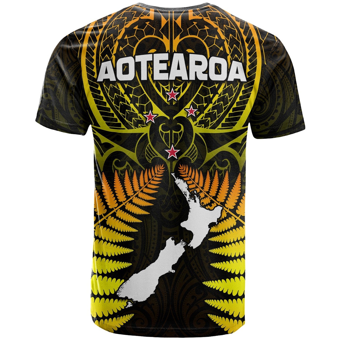 Aotearoa Fern T Shirt New Zealand Hei Tiki Gold Style