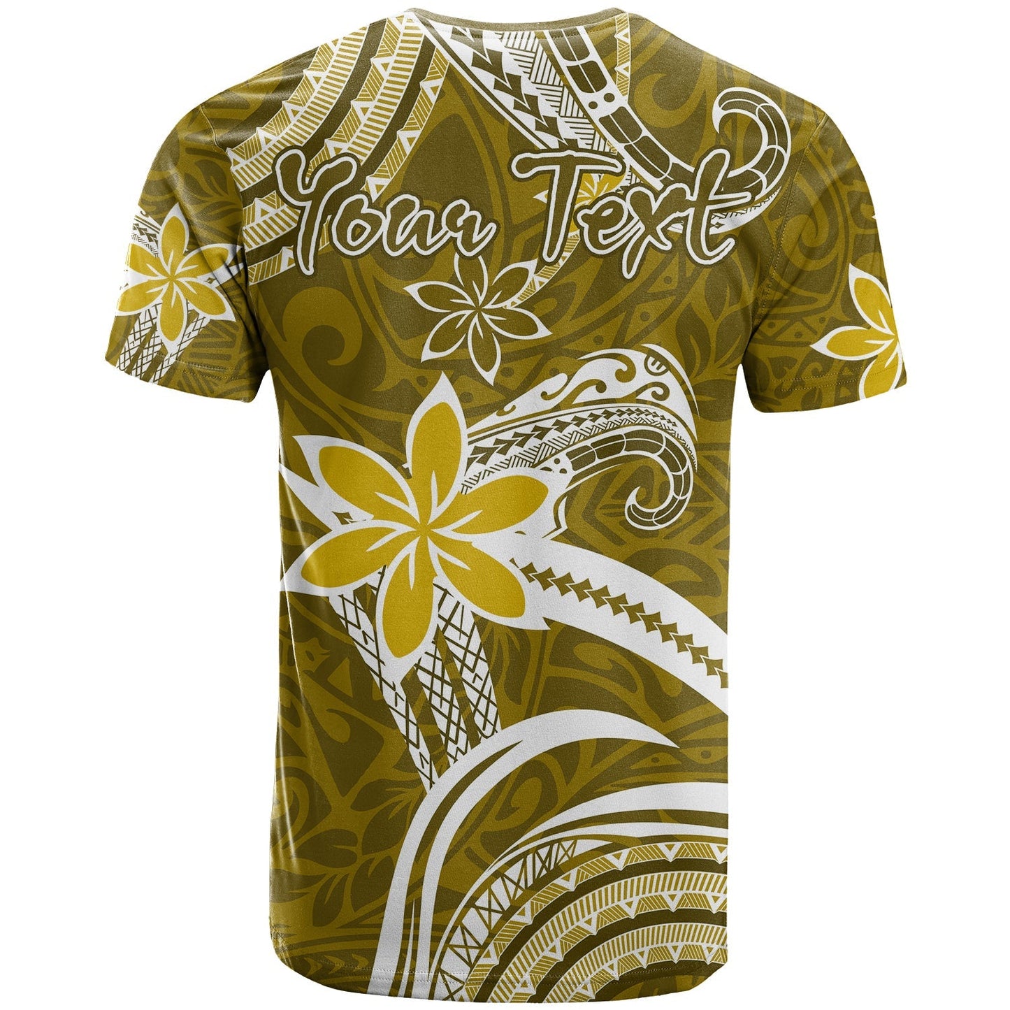 (Custom Personalised) Hawaii Flowers Wave T Shirt Kanaka Maoli Gold Polynesian