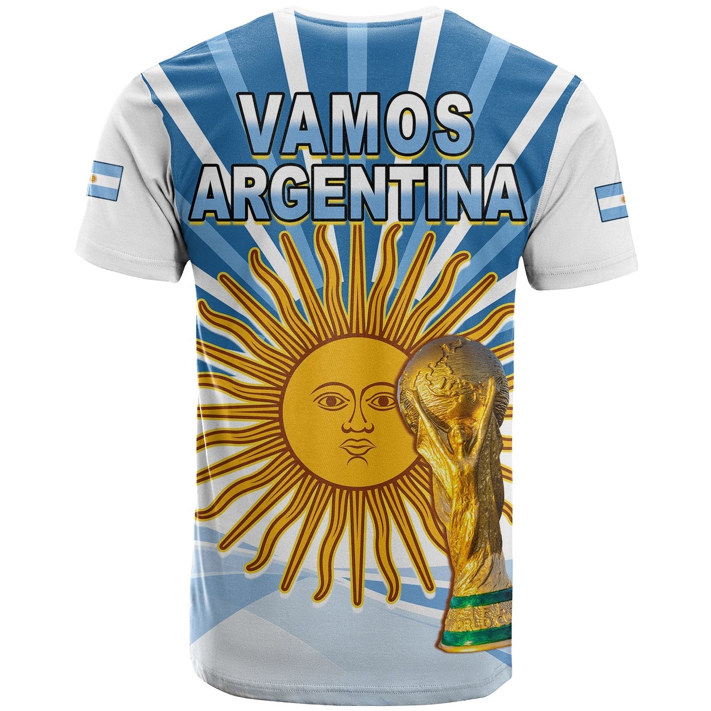 Argentina Football T Shirt The Sun WC2022 Soccer Vamos La Albiceleste
