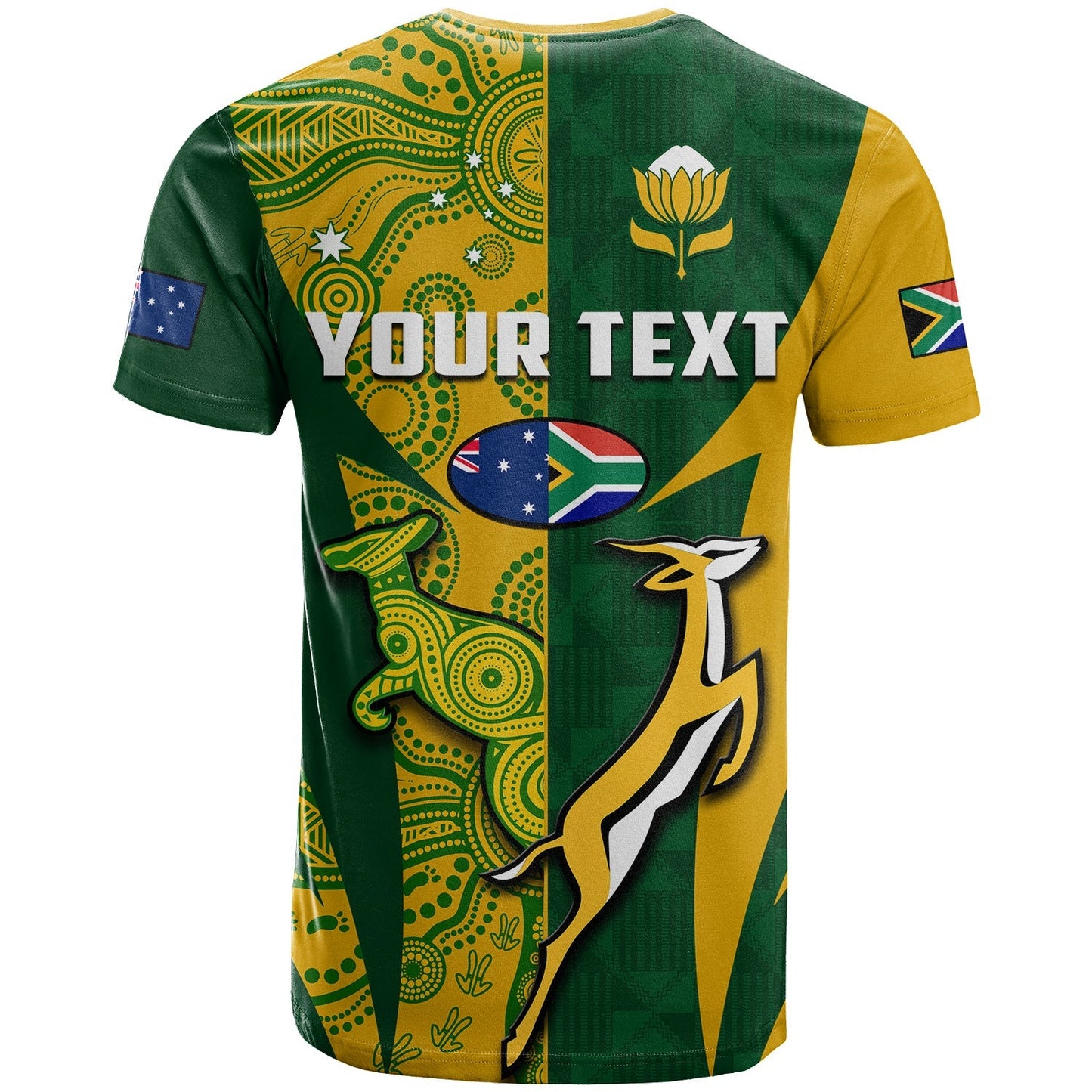 Custom Australia Rugby and South Africa Rugby T Shirt Wallabies Mix Springboks Sporty