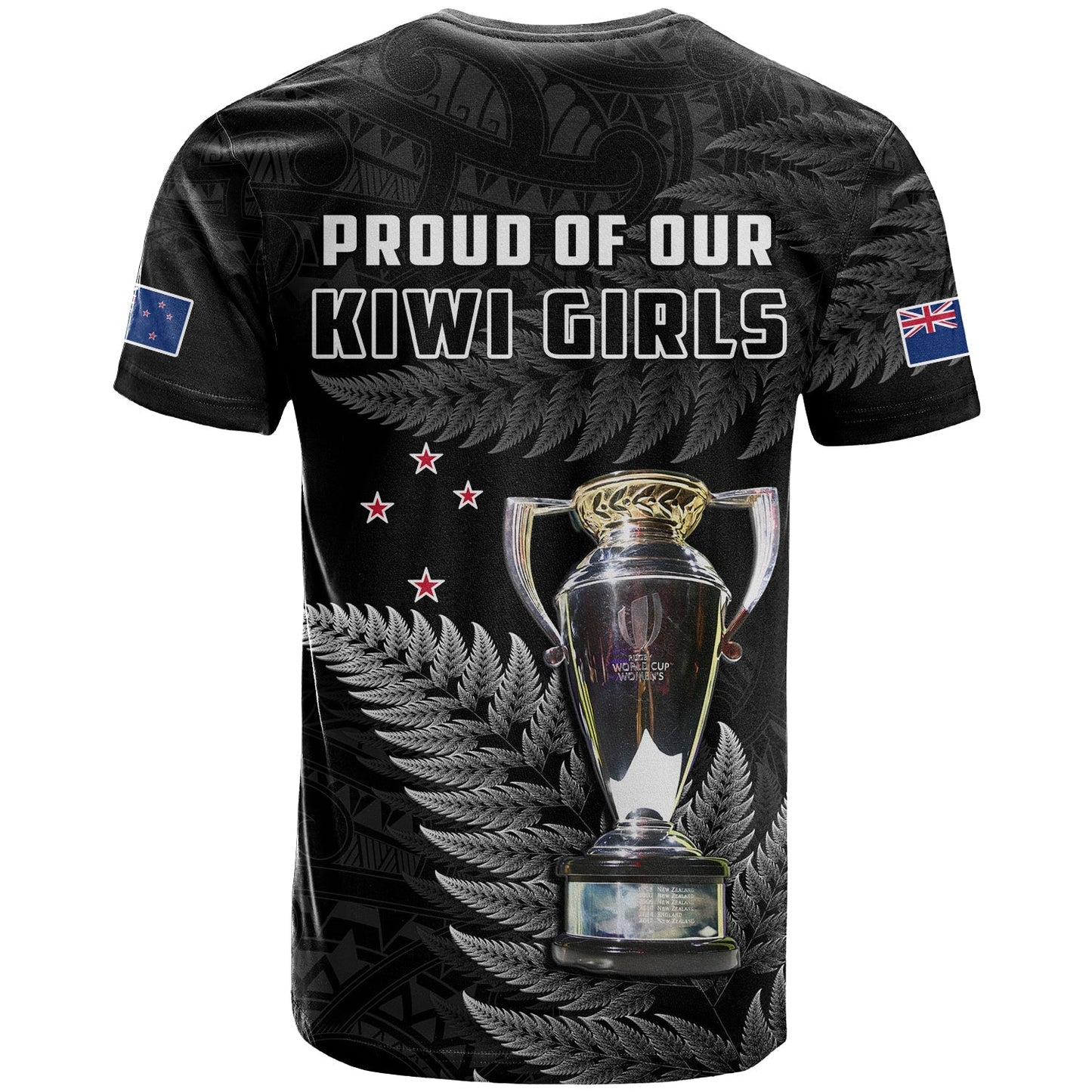 New Zealand 2022 Rugby T Shirt Black Fern Proud Champions Rwc