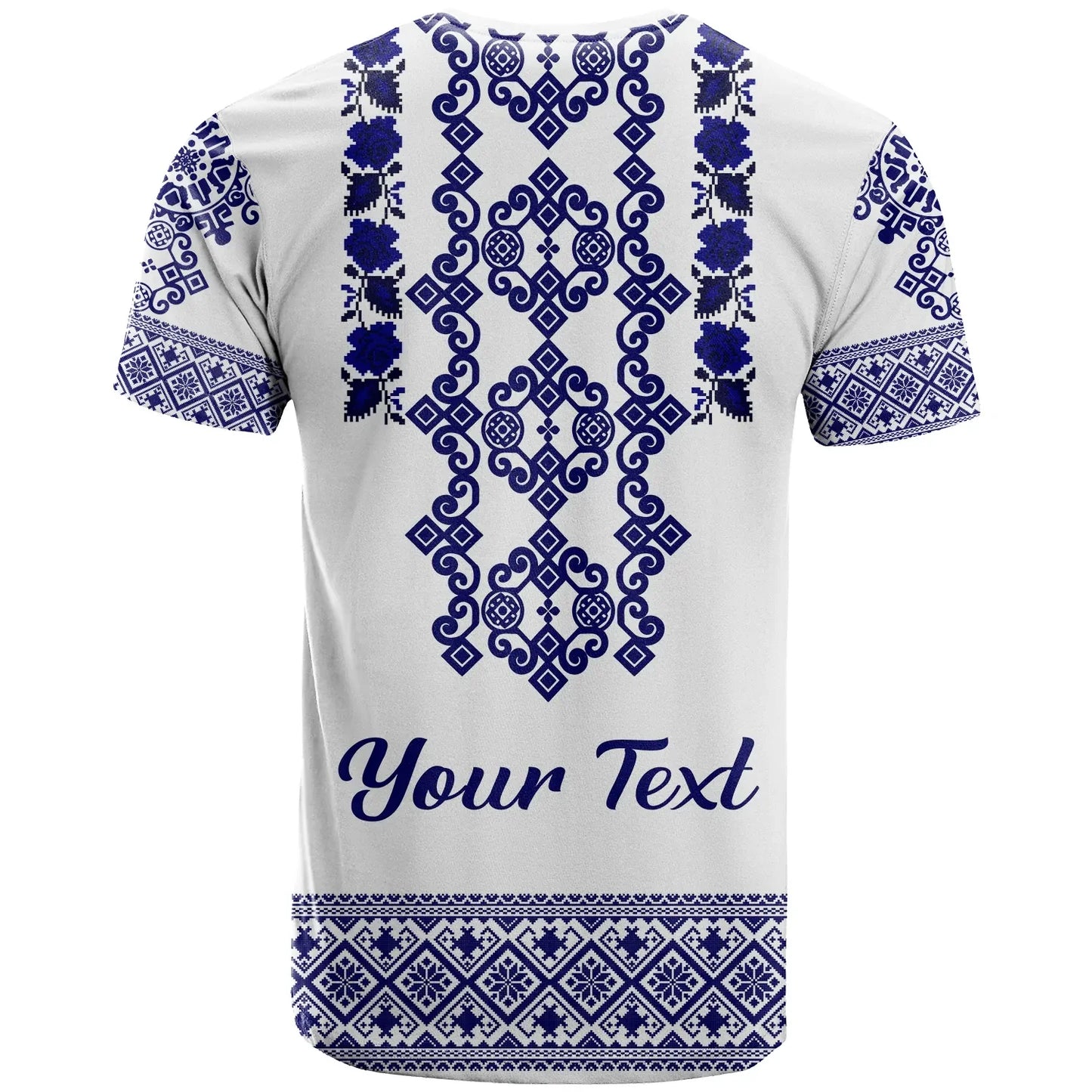 Custom Ukraine T Shirt Navy Ukrainian Folk