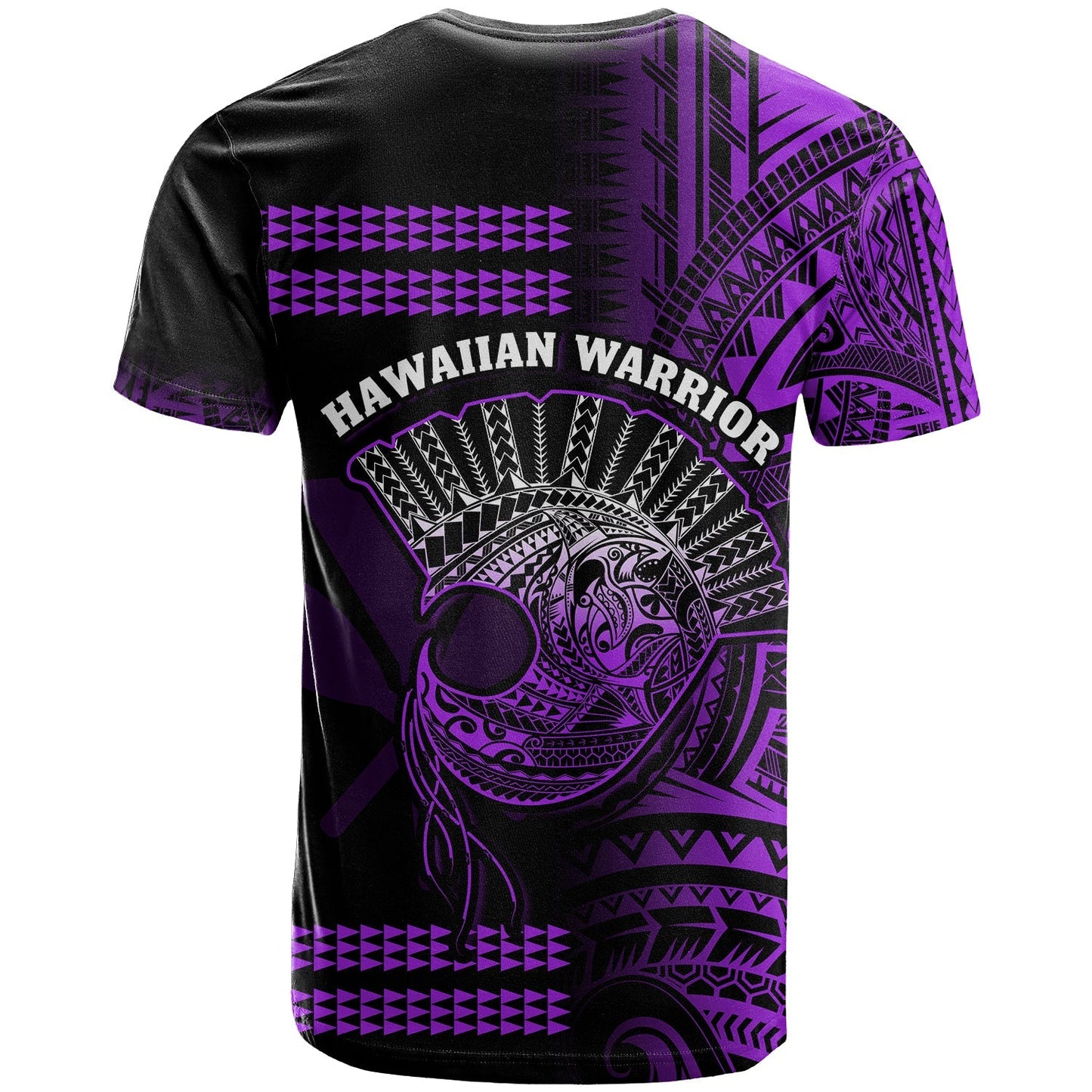 Hawaii T Shirt Kakau Warrior Helmet Gradient Purple Polynesian