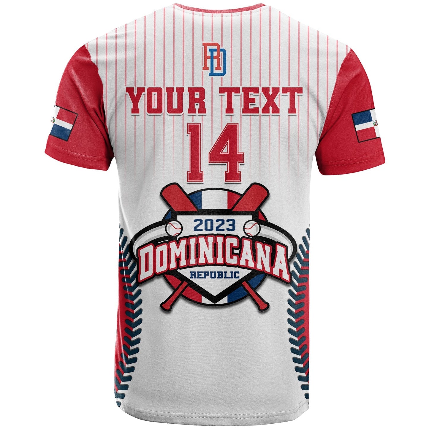 Custom Dominican Republic Baseball 2023 T Shirt Version White