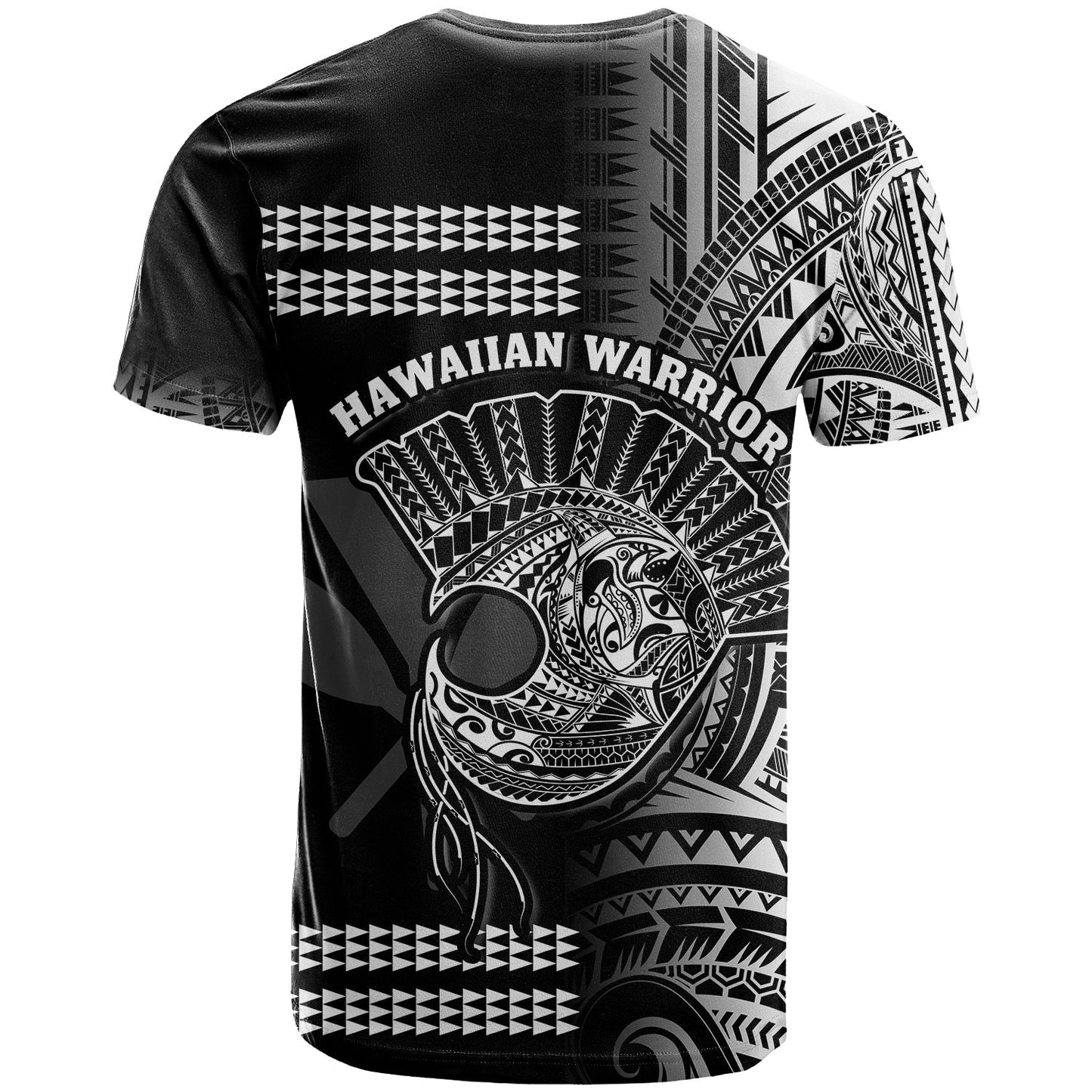 Hawaii T Shirt Kakau Warrior Helmet Gradient White Polynesian