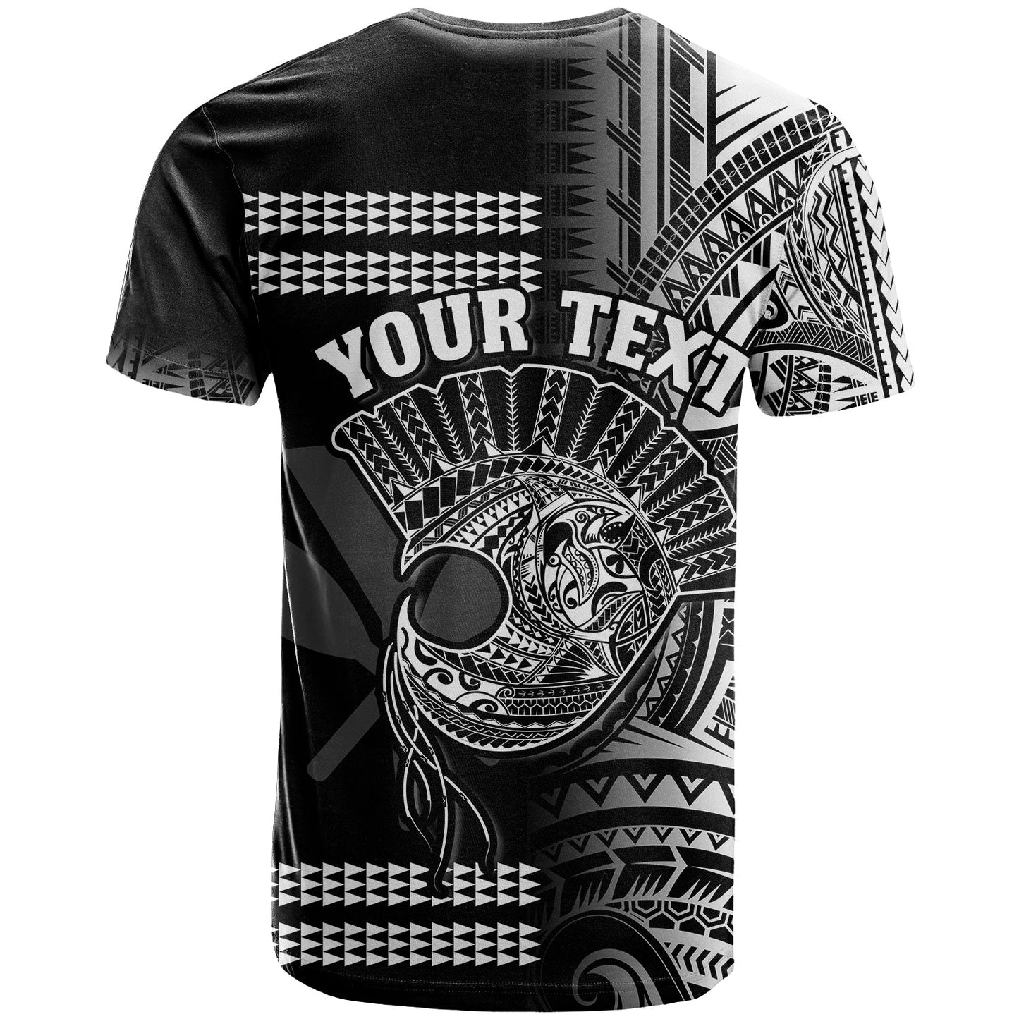 (Custom Personalised) Hawaii T Shirt Kakau Warrior Helmet Gradient White Polynesian