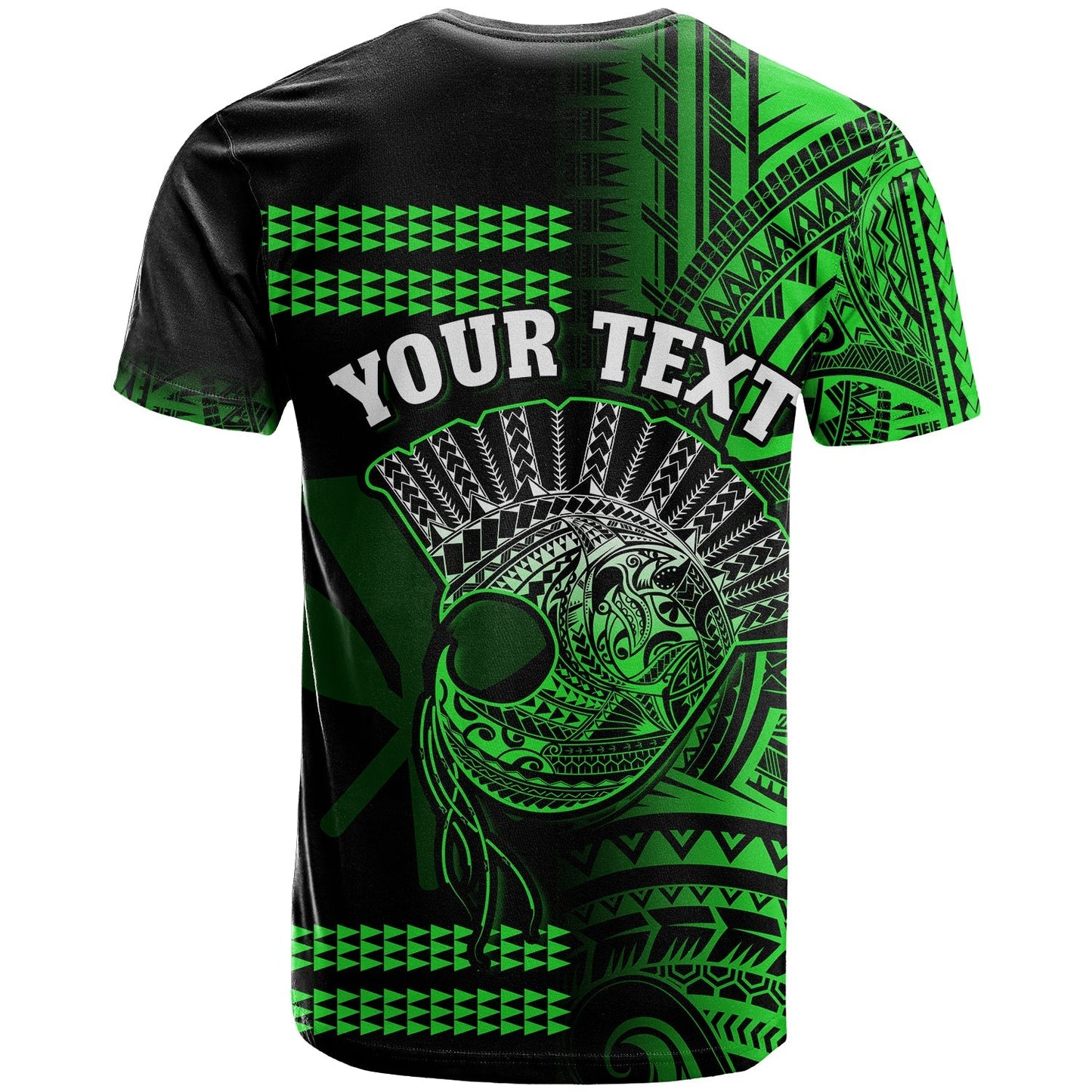 (Custom Personalised) Hawaii T Shirt Kakau Warrior Helmet Gradient Green Polynesian