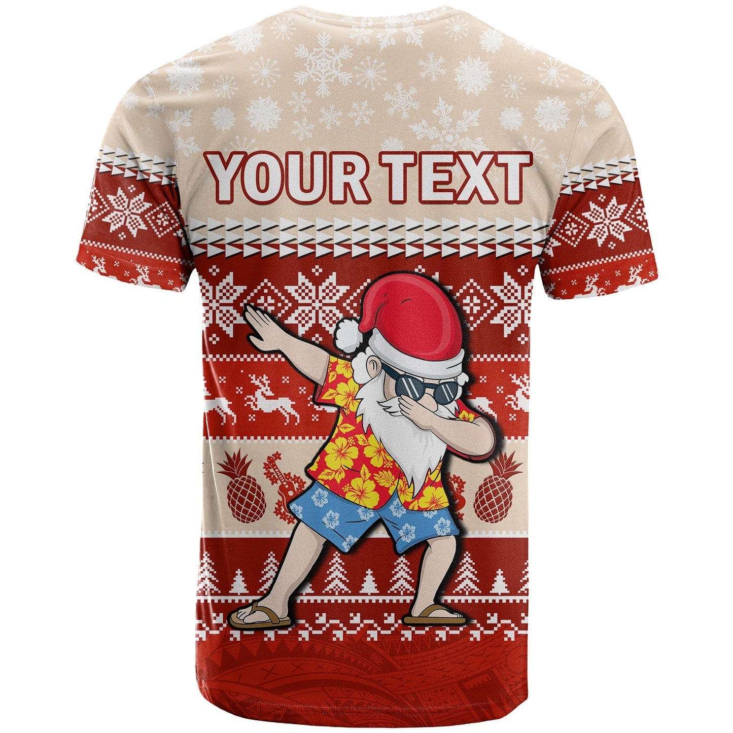 (Custom Personalised) Hawaii Mele Kalikimaka T Shirt Dabbing Santa Red Merry Christmas