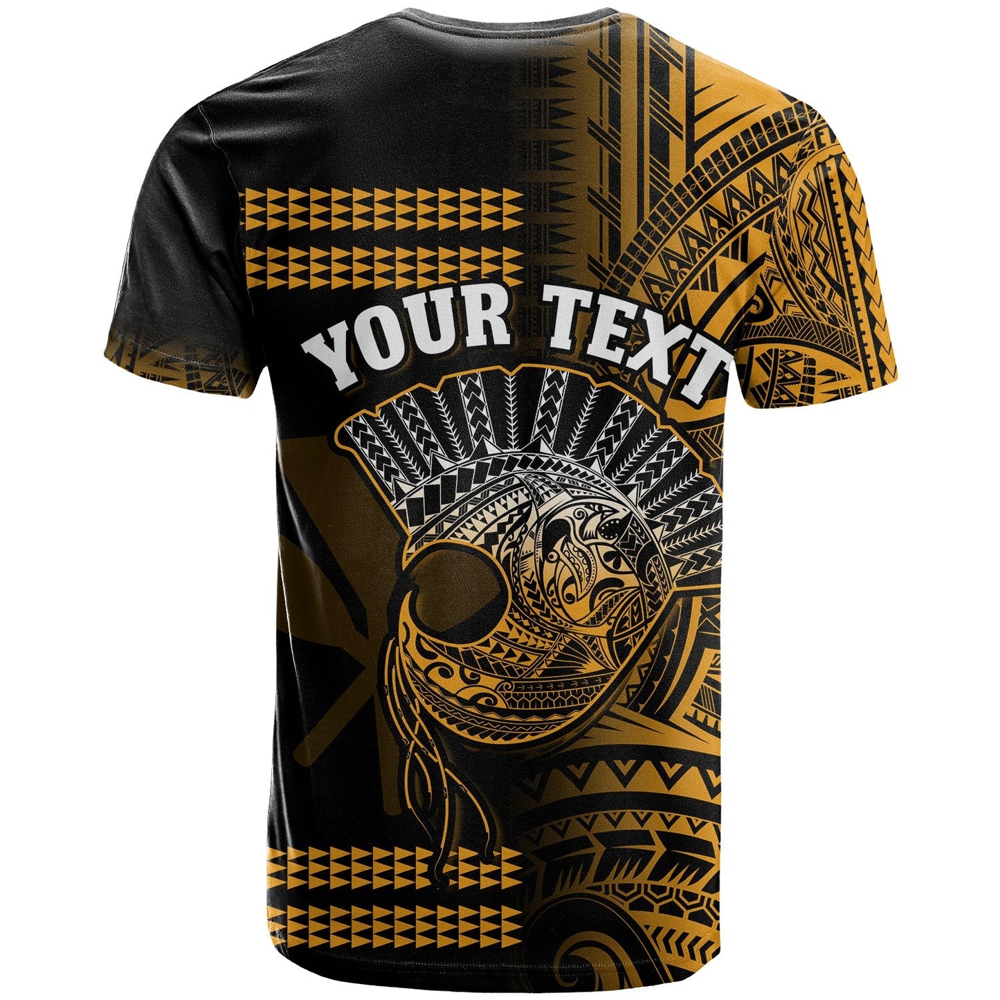(Custom Personalised) Hawaii T Shirt Kakau Warrior Helmet Gradient Gold Polynesian