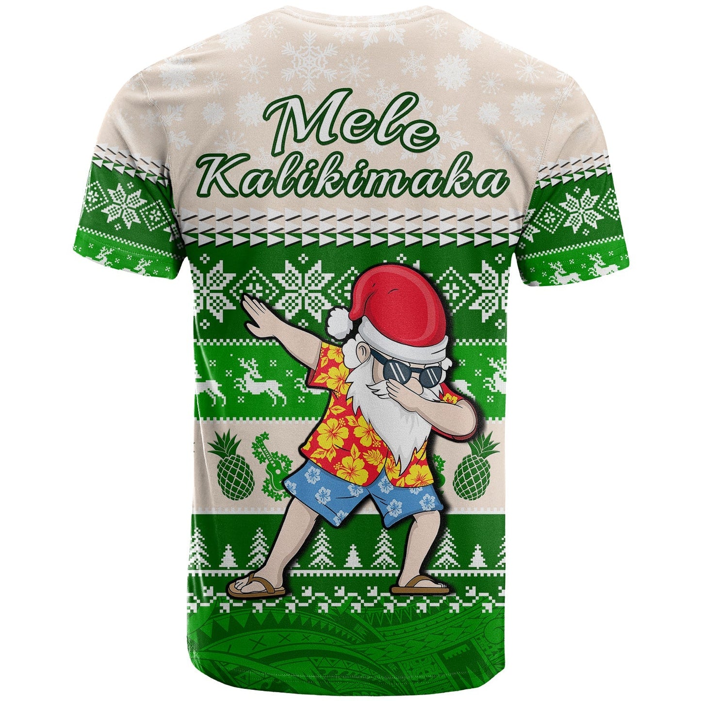 Hawaii Mele Kalikimaka T Shirt Dabbing Santa Green Merry Christmas