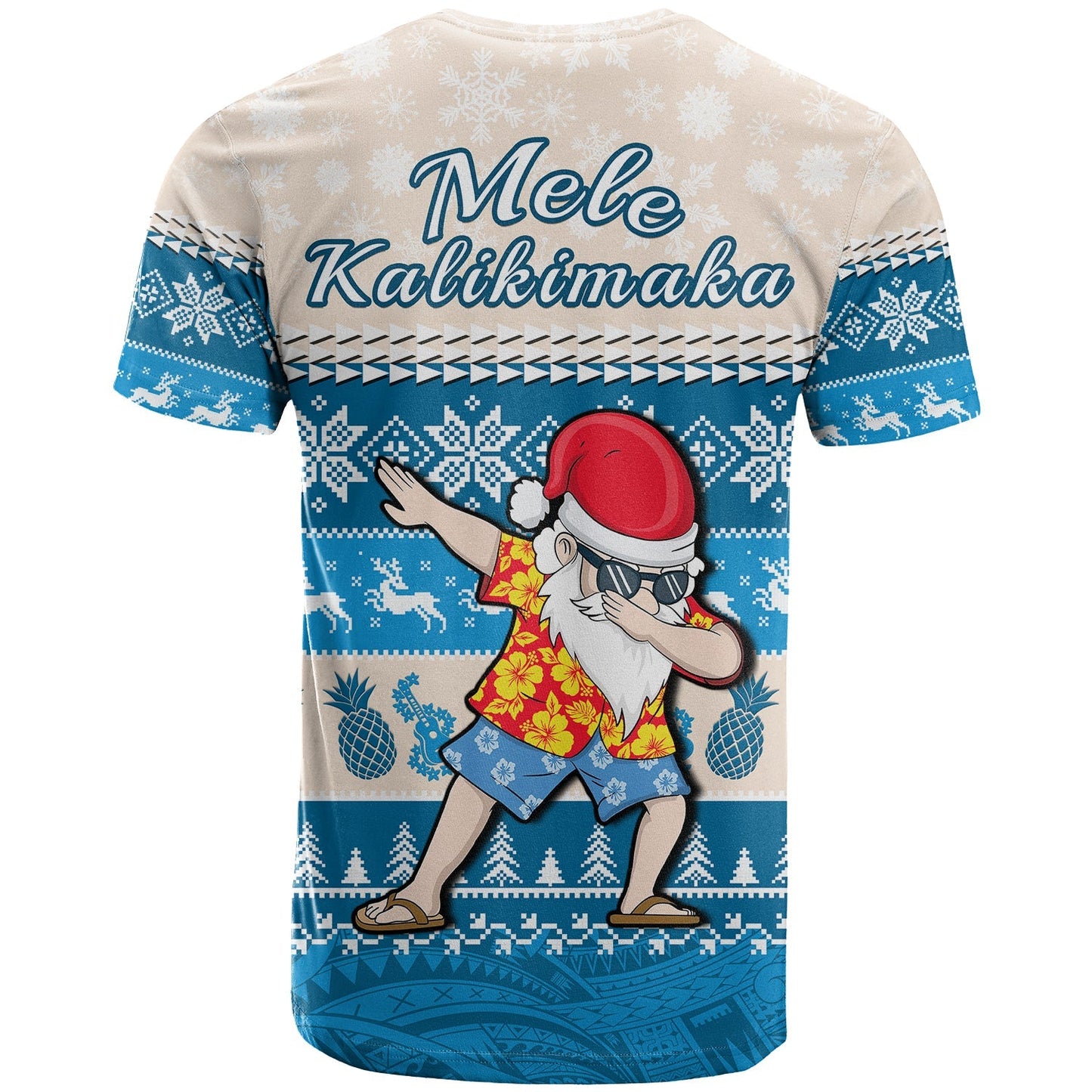 Hawaii Mele Kalikimaka T Shirt Dabbing Santa Blue Merry Christmas