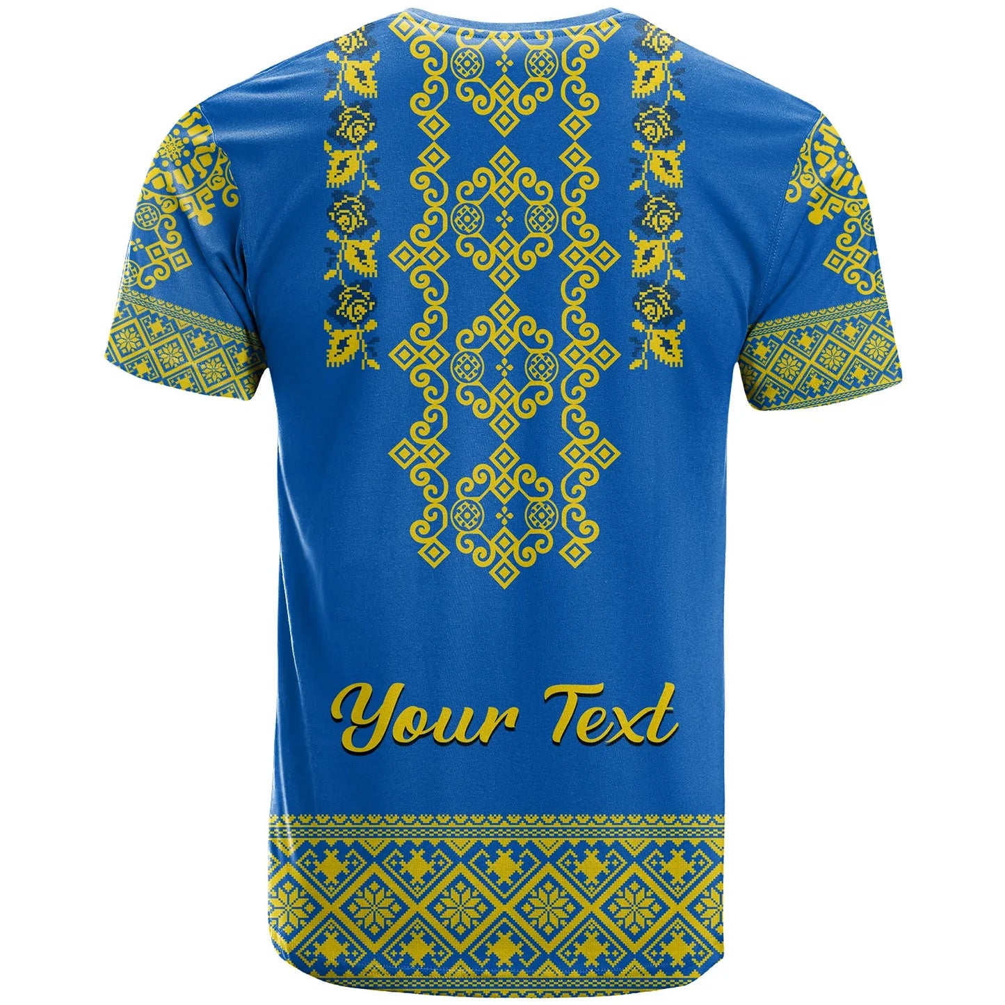 Custom Ukraine T Shirt Yellow Ukrainian Folk