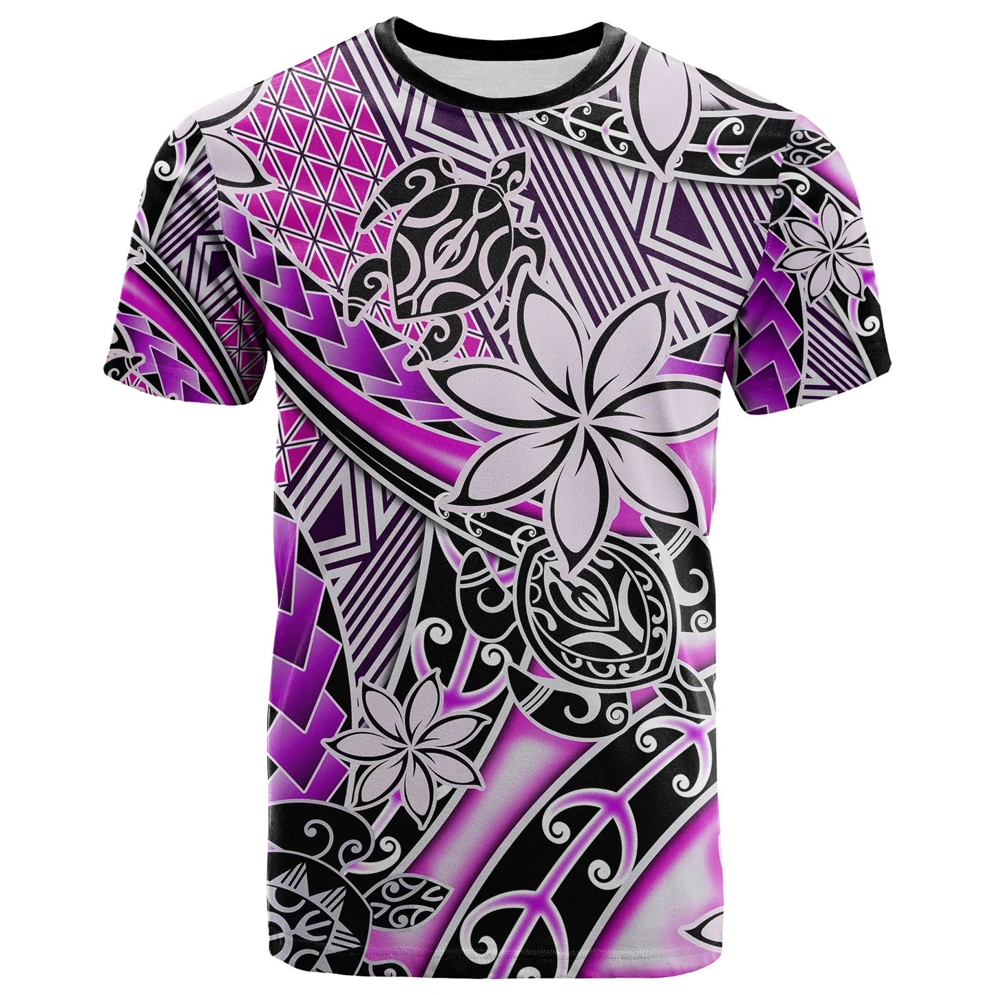 Hawaii T Shirt Tribal Plumeria With Polynesian Turtle Ver.02