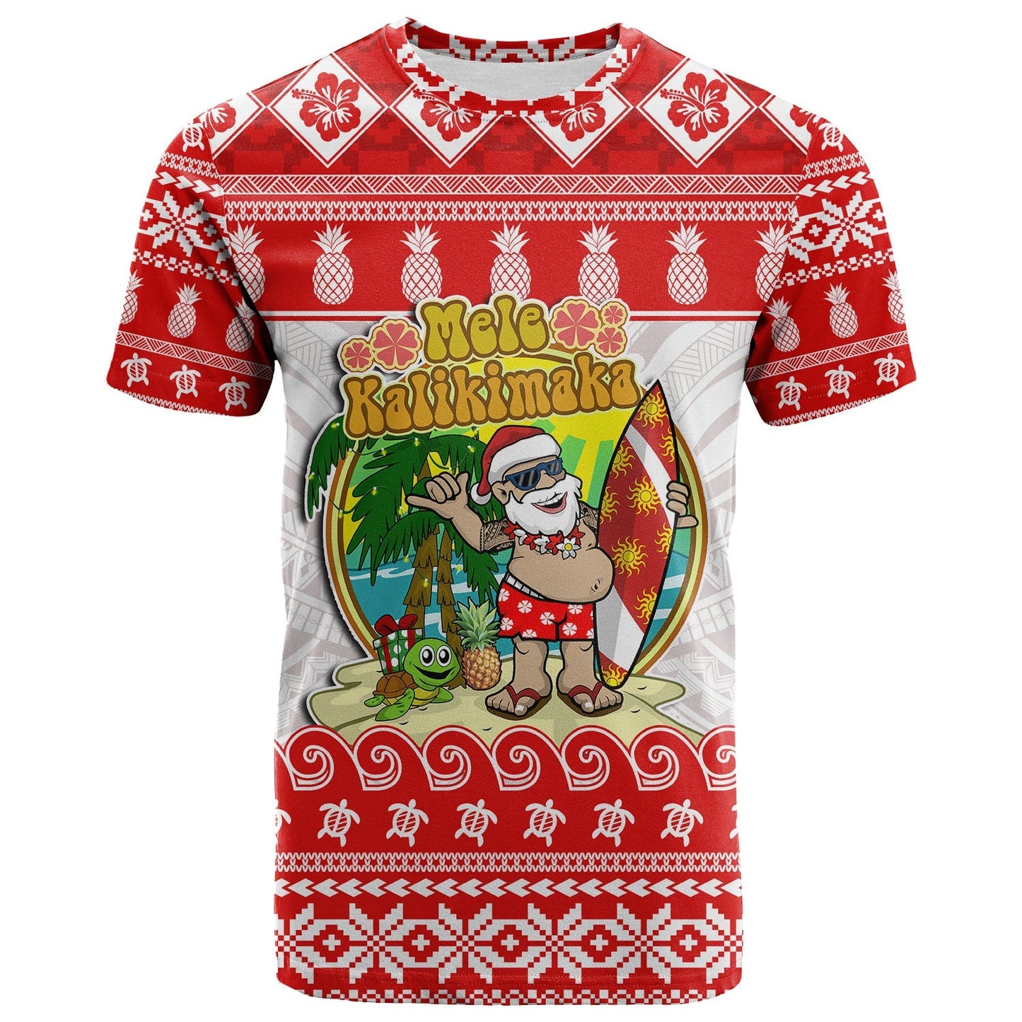 Hawaii Christmas T Shirt Kanaka Polynesian Santa Claus Mele Kalikimaka