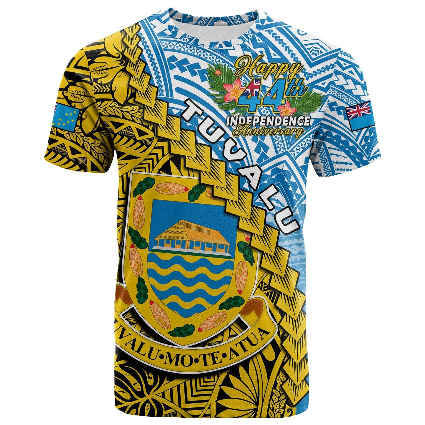 Tuvalu 1978 T Shirt Happy 44th Independence Anniversary Polynesian Pattern