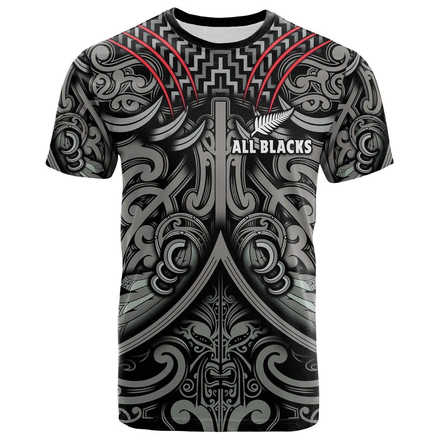 Custom Text And Number New Zealand Silver Fern Rugby T Shirt All Black Nz Maori Pattern