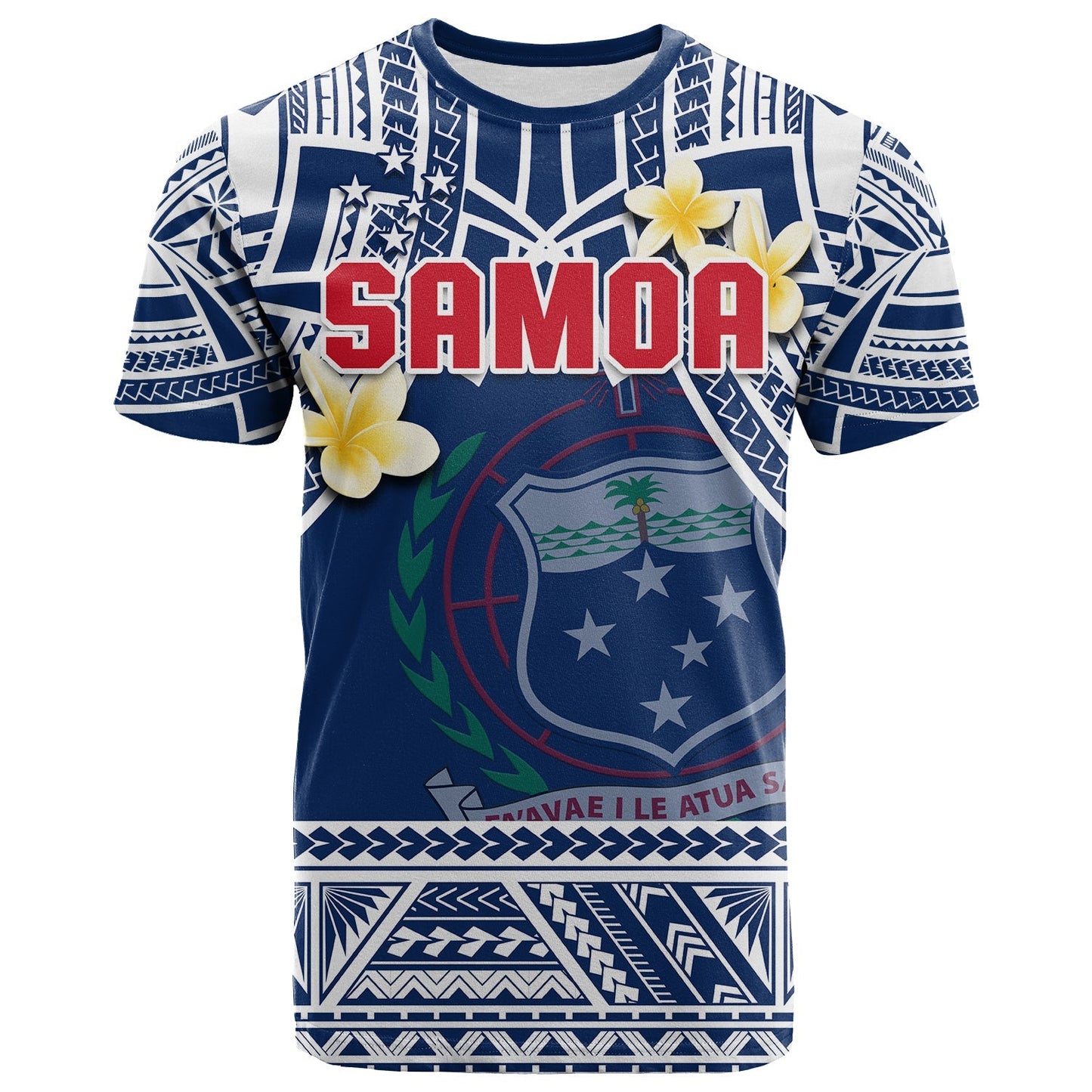 Samoa T Shirt Samoan Plumeria Flowers Mix Polynesian Pattern