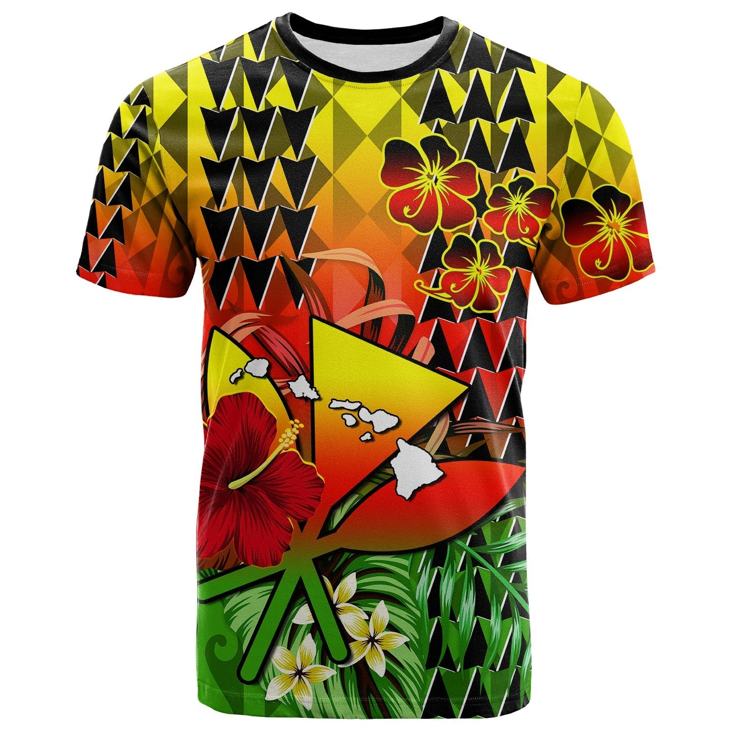 Hawaii Flowers T Shirt Color Tribal Pattern Hawaiian