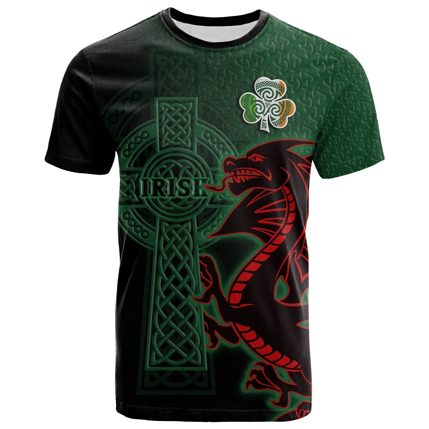 Custom Ireland T Shirt The Shamrock Celtic Cross Mix Dragon