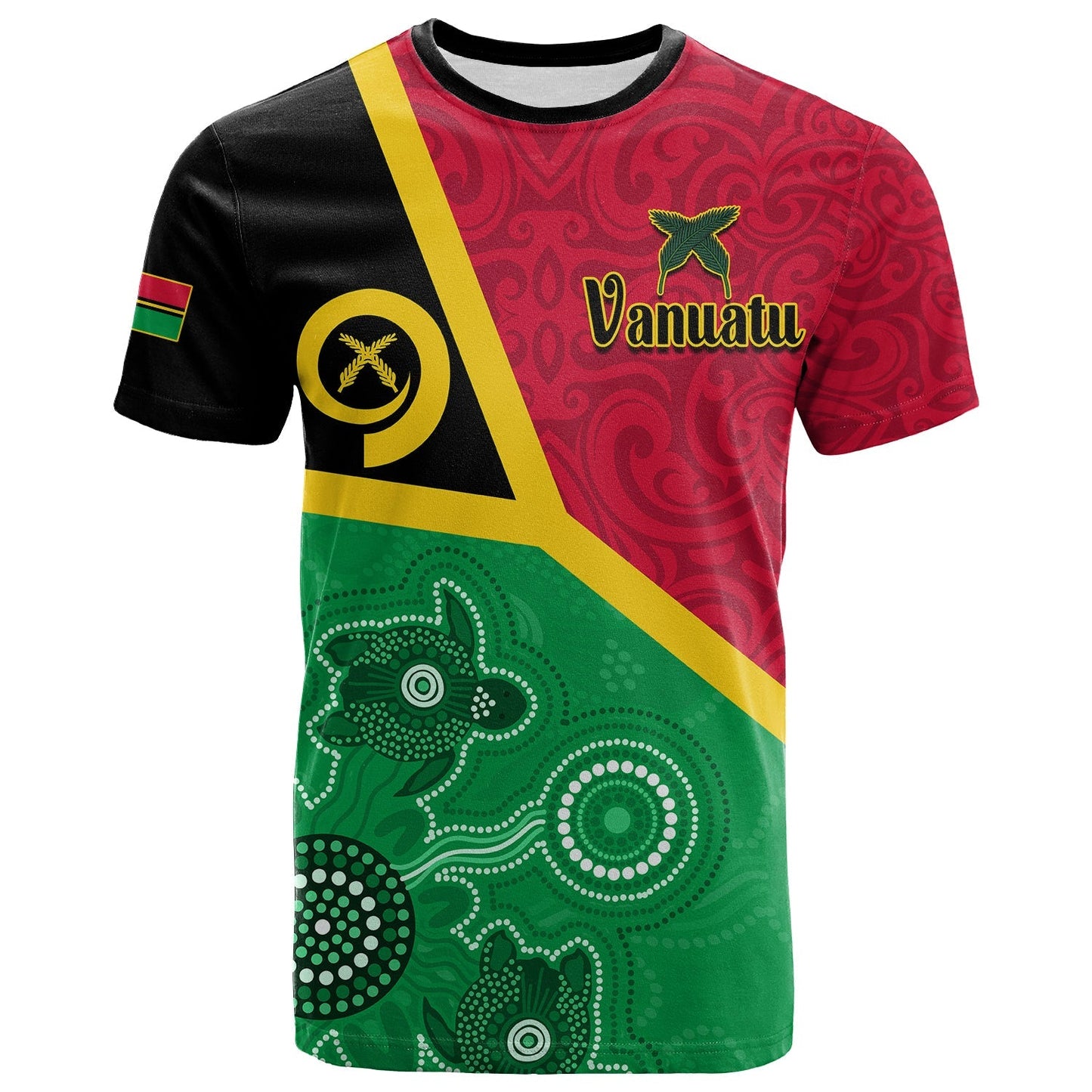 Vanuatu T Shirt Aboriginal Turtle Mix Sand Drawing