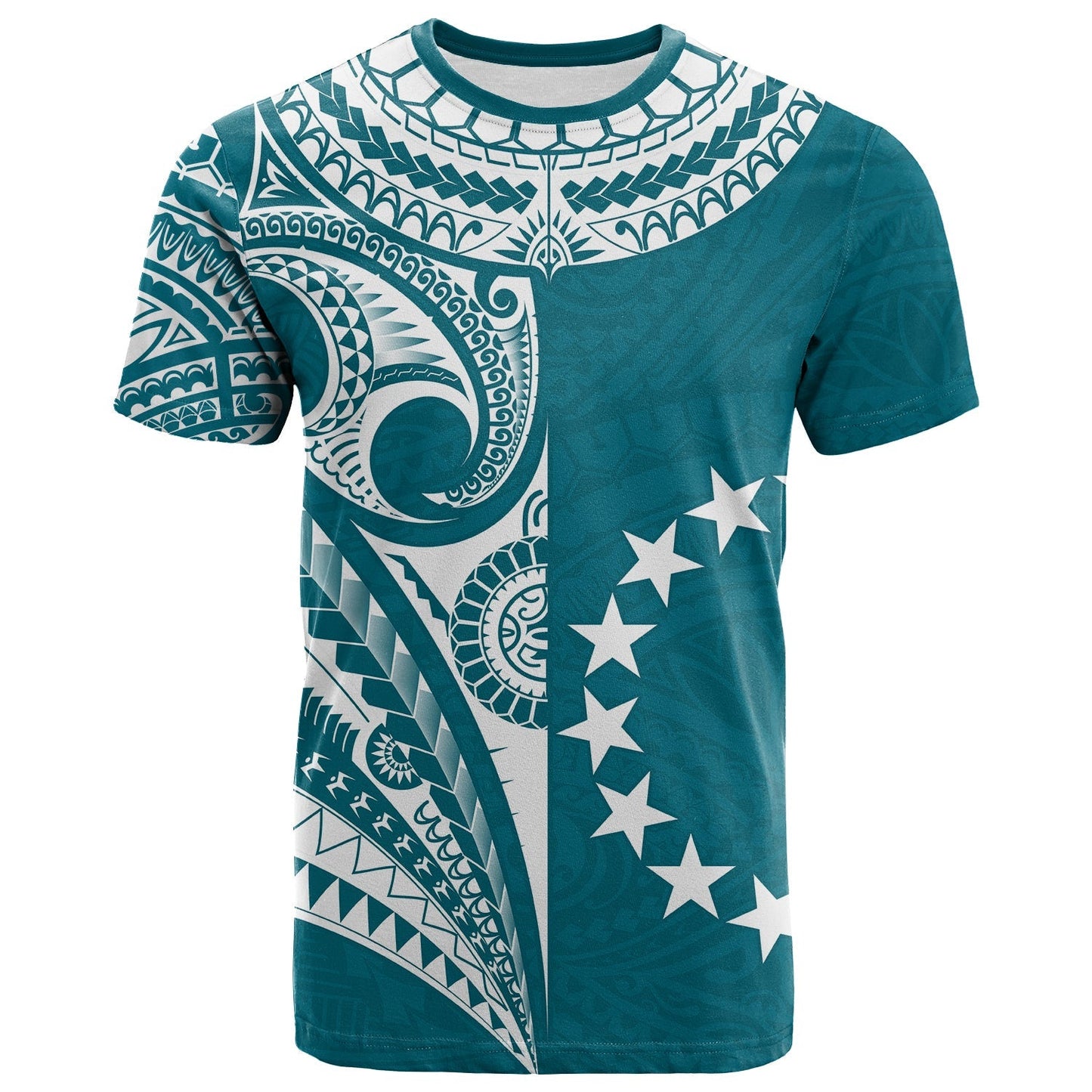 (Custom Text and Number) Cook Islands Tatau T Shirt Symbolize Passion Stars Version Blue
