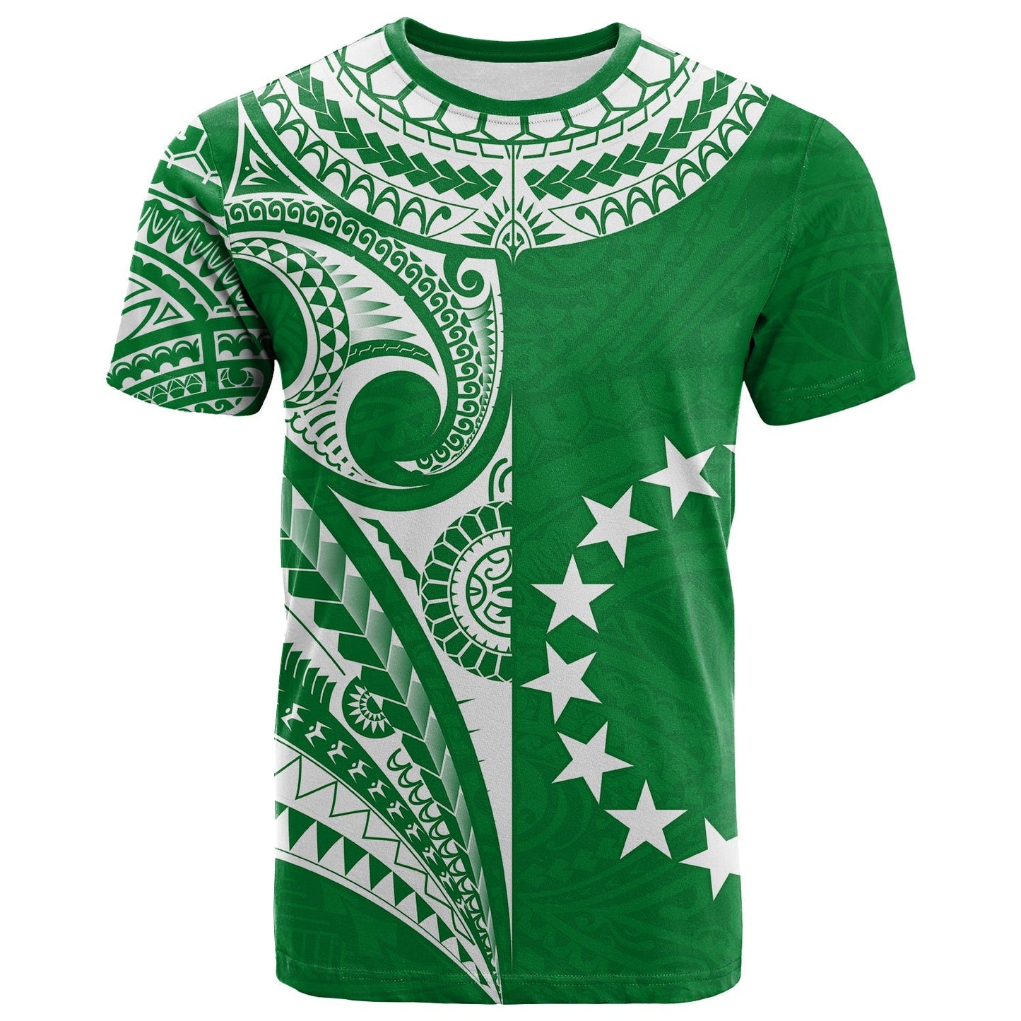 (Custom Text and Number) Cook Islands Tatau T Shirt Symbolize Passion Stars Version Green