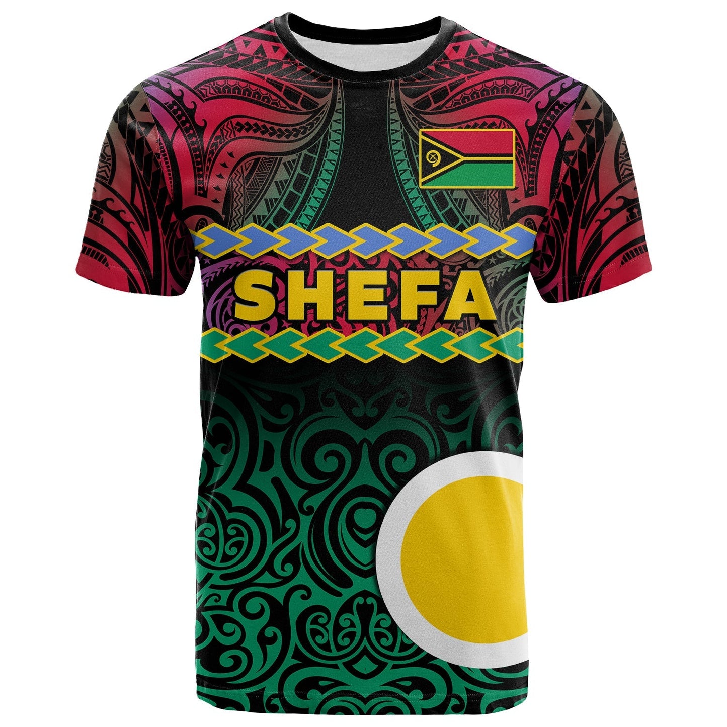 Shefa Province T Shirt Vanuatu Pig Tusk Polynesian Flag Style