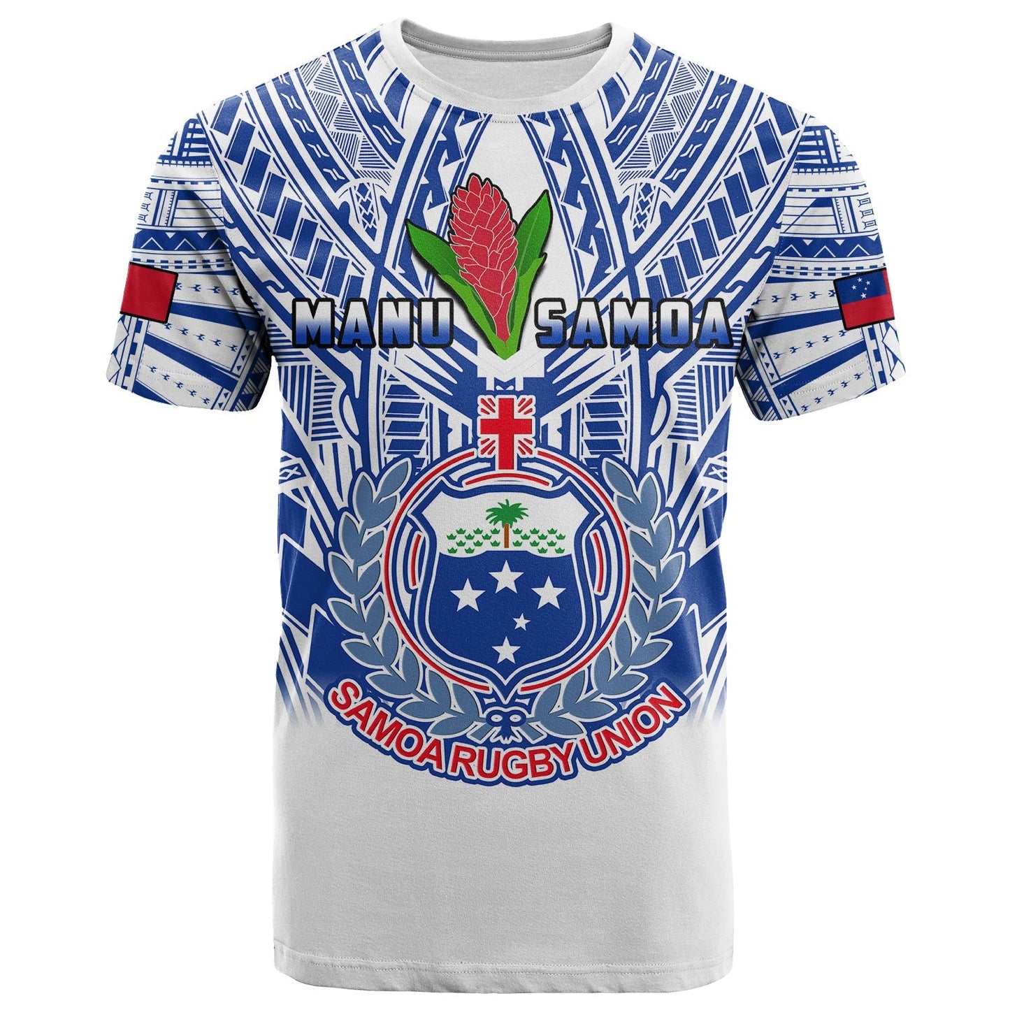 Custom Text And Number Samoa Rugby T Shirt Manu Samoa 7S Ginger White Polynesian