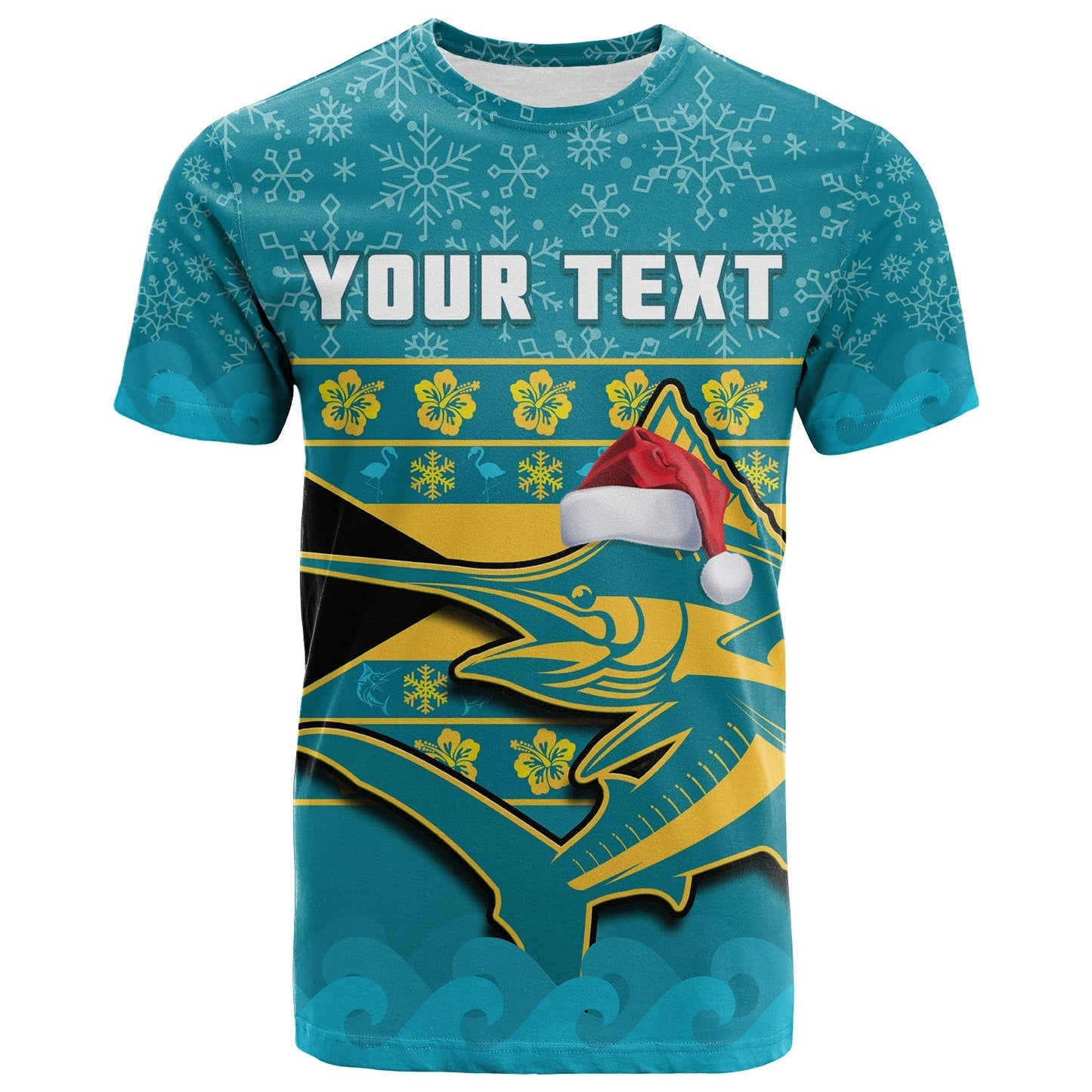 Custom Bahamas T Shirt Bahamian Blue Marlin Merry Chirstmas