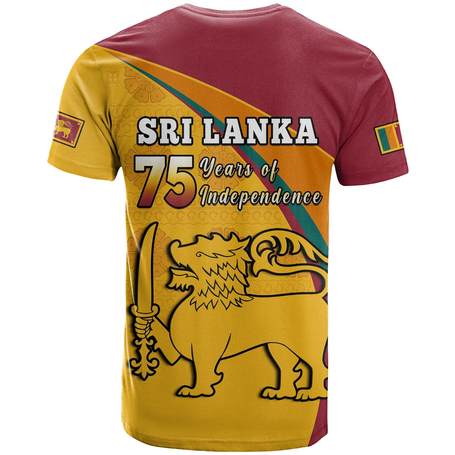 Sri Lanka T Shirt Sri Lankan Pattern Happy 75 Years Of Independence