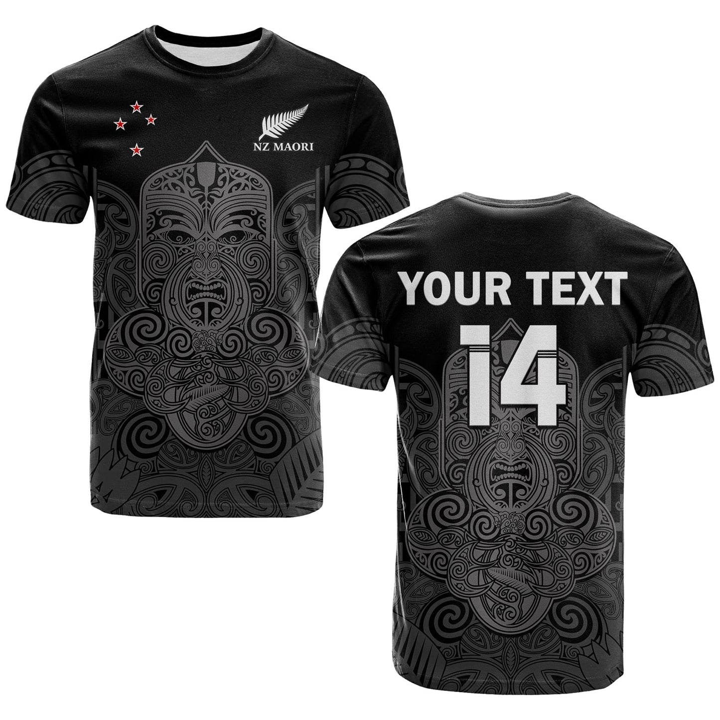 Custom Text And Number New Zealand Tiki Rugby T Shirt Nz Maori Koru Pattern Ver.01