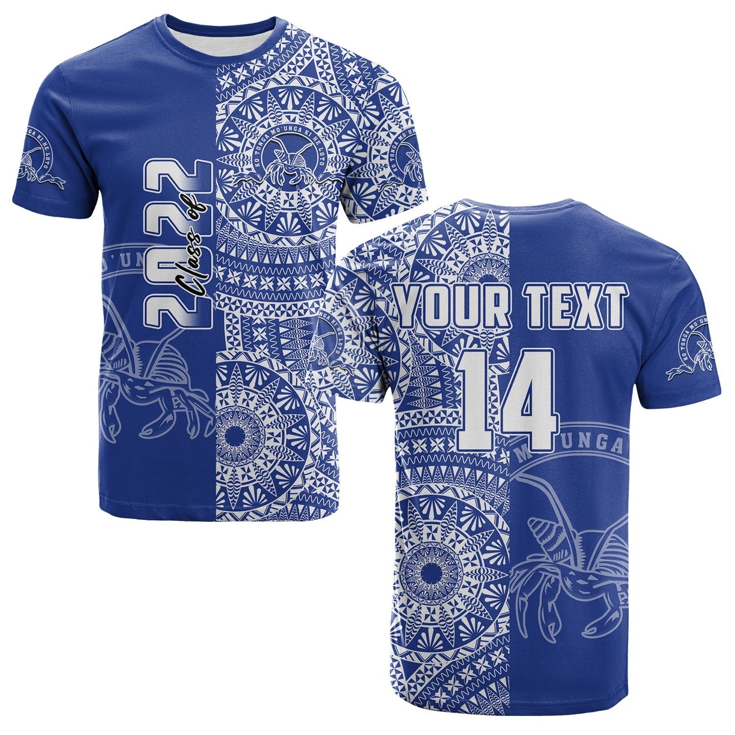 Custom Text And Number Tupou Tonga College T Shirt Class Of Year Tongan Ngatu Pattern