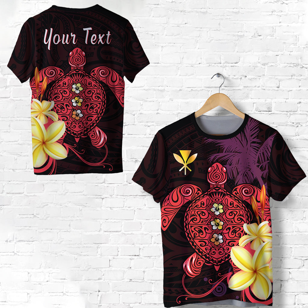 (Custom Personalised) Hawaii Turtle T Shirt Hawaiian Flowers Version Red Elegant